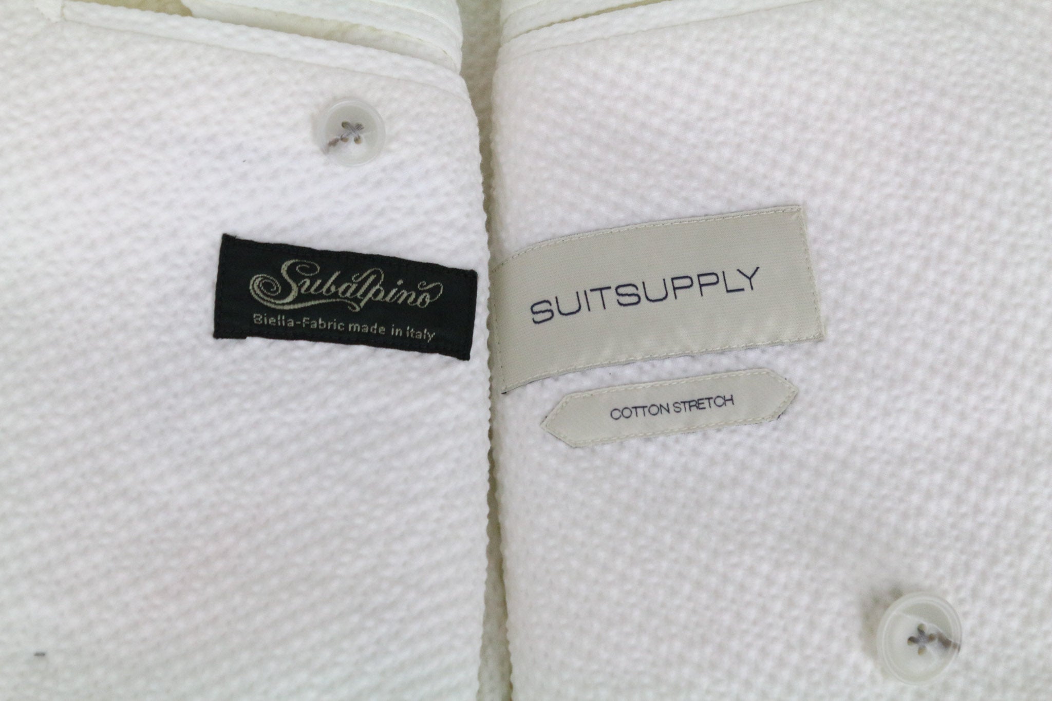 SUITSUPPLY Havana Men's Suit UK34R White Slim Double-Breasted Cotton Stretch 2Pc