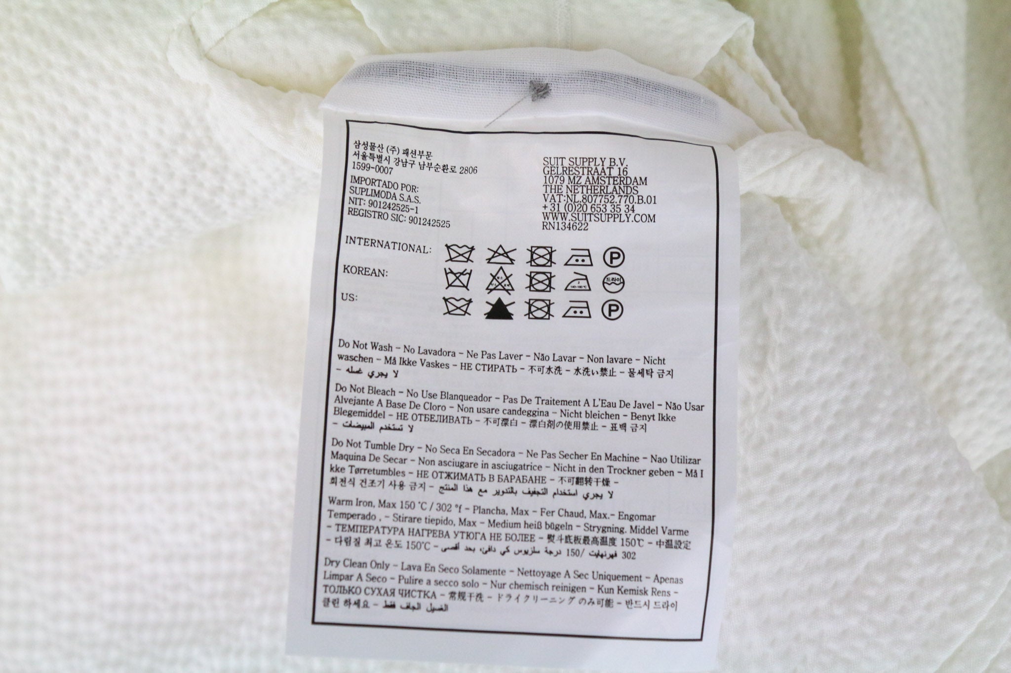 SUITSUPPLY Havana Men's Suit UK34R White Slim Double-Breasted Cotton Stretch 2Pc