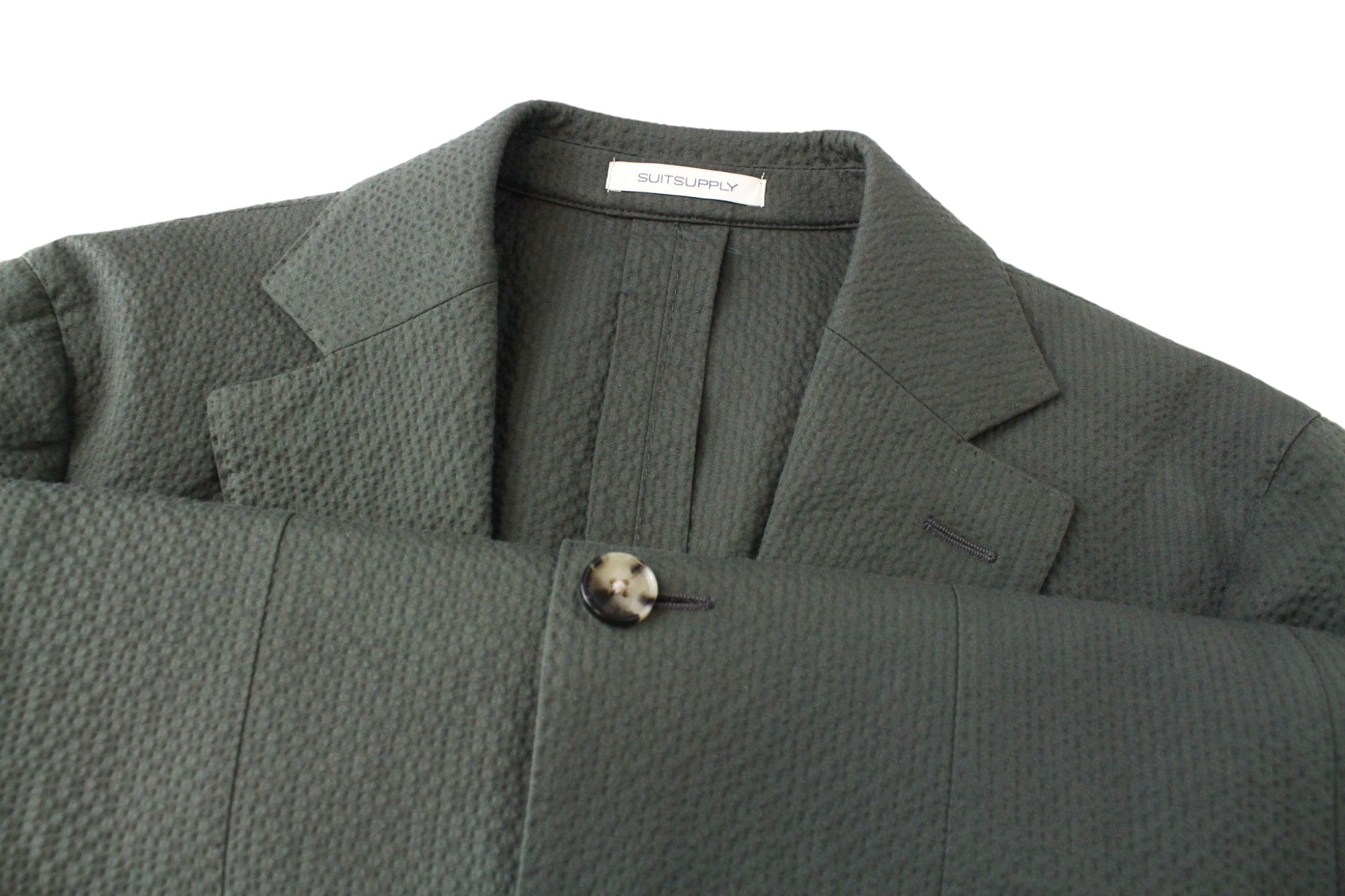 SUITSUPPLY Havana Patch Men's Suit UK34R Green Slim 2-Piece Cotton Mix Stretch