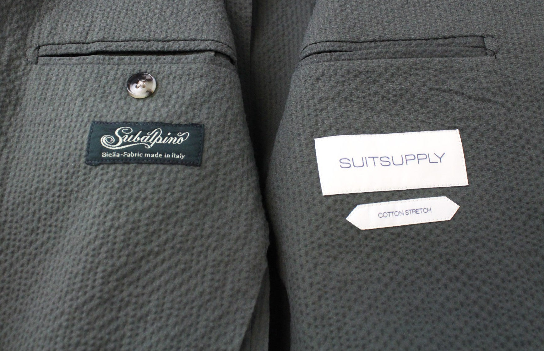 SUITSUPPLY Havana Patch Men's Suit UK34R Green Slim 2-Piece Cotton Mix Stretch