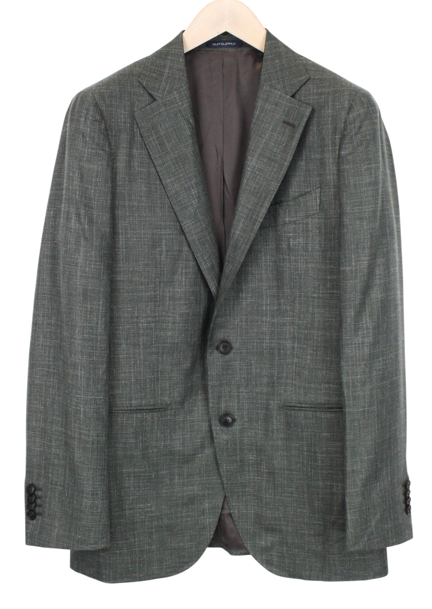 SUITSUPPLY La Spalla Men's Suit UK38R Green Wool Silk Linen Slim Melange Two