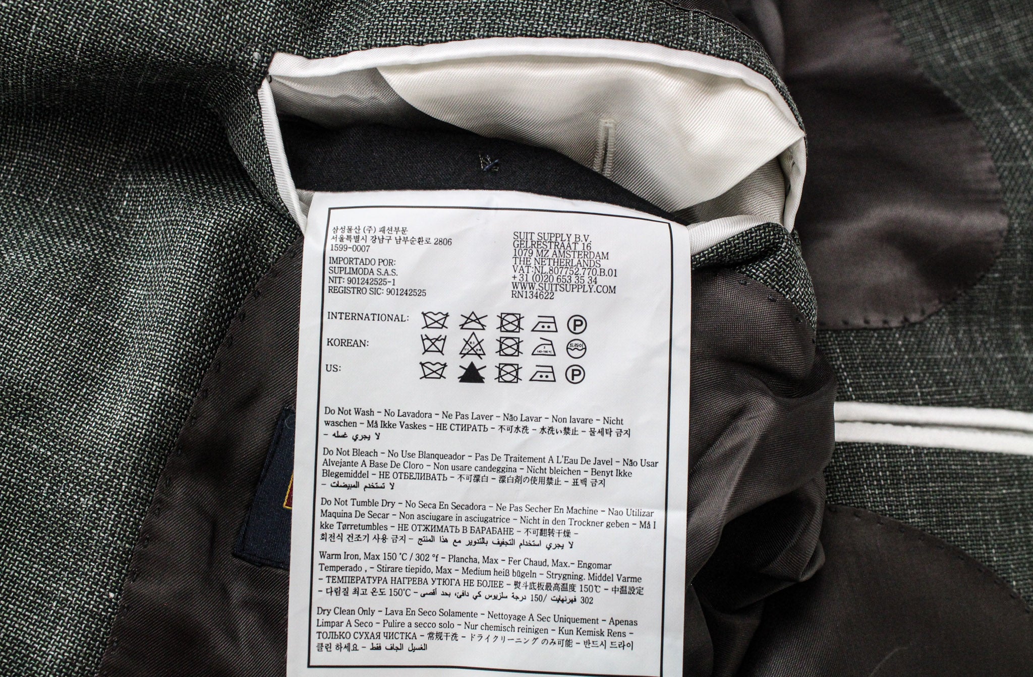 SUITSUPPLY La Spalla Men's Suit UK38R Green Wool Silk Linen Slim Melange Two