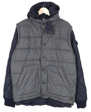 SCOTCH & SODA Men's XL Dark Grey Hooded Wool Blend Quilted Zip-Up Jacket