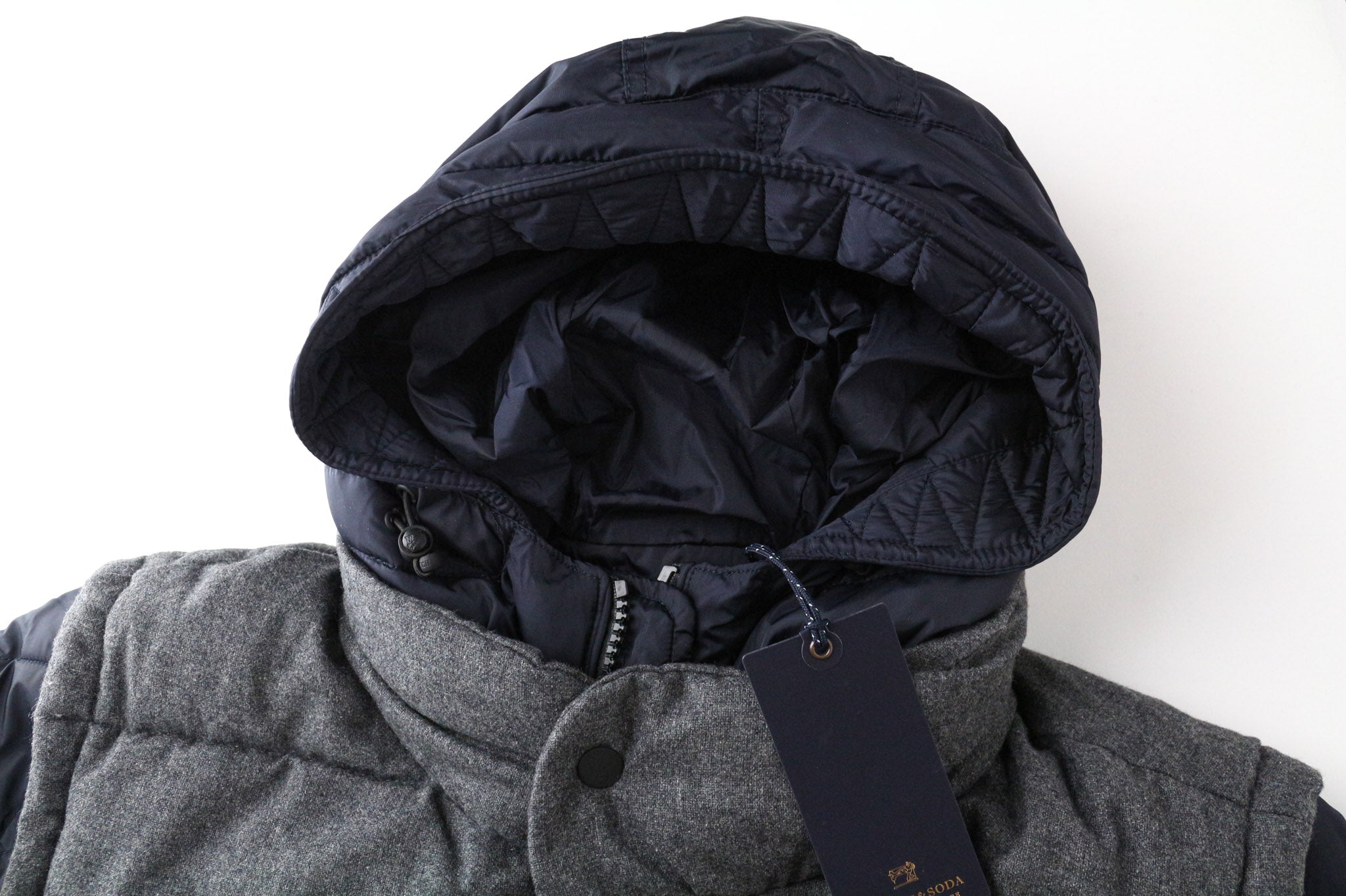 SCOTCH & SODA Men's XL Dark Grey Hooded Wool Blend Quilted Zip-Up Jacket