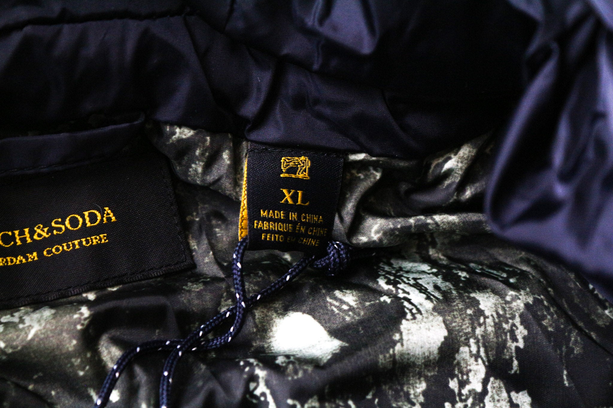 SCOTCH & SODA Men's XL Dark Grey Hooded Wool Blend Quilted Zip-Up Jacket