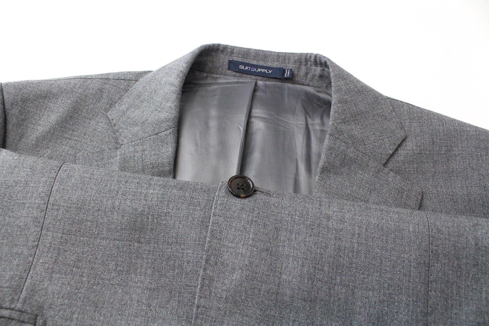 SUITSUPPLY Lazio Men's Grey Wool 2Pc Suit UK44R Slim Fit Single-Breasted Formal