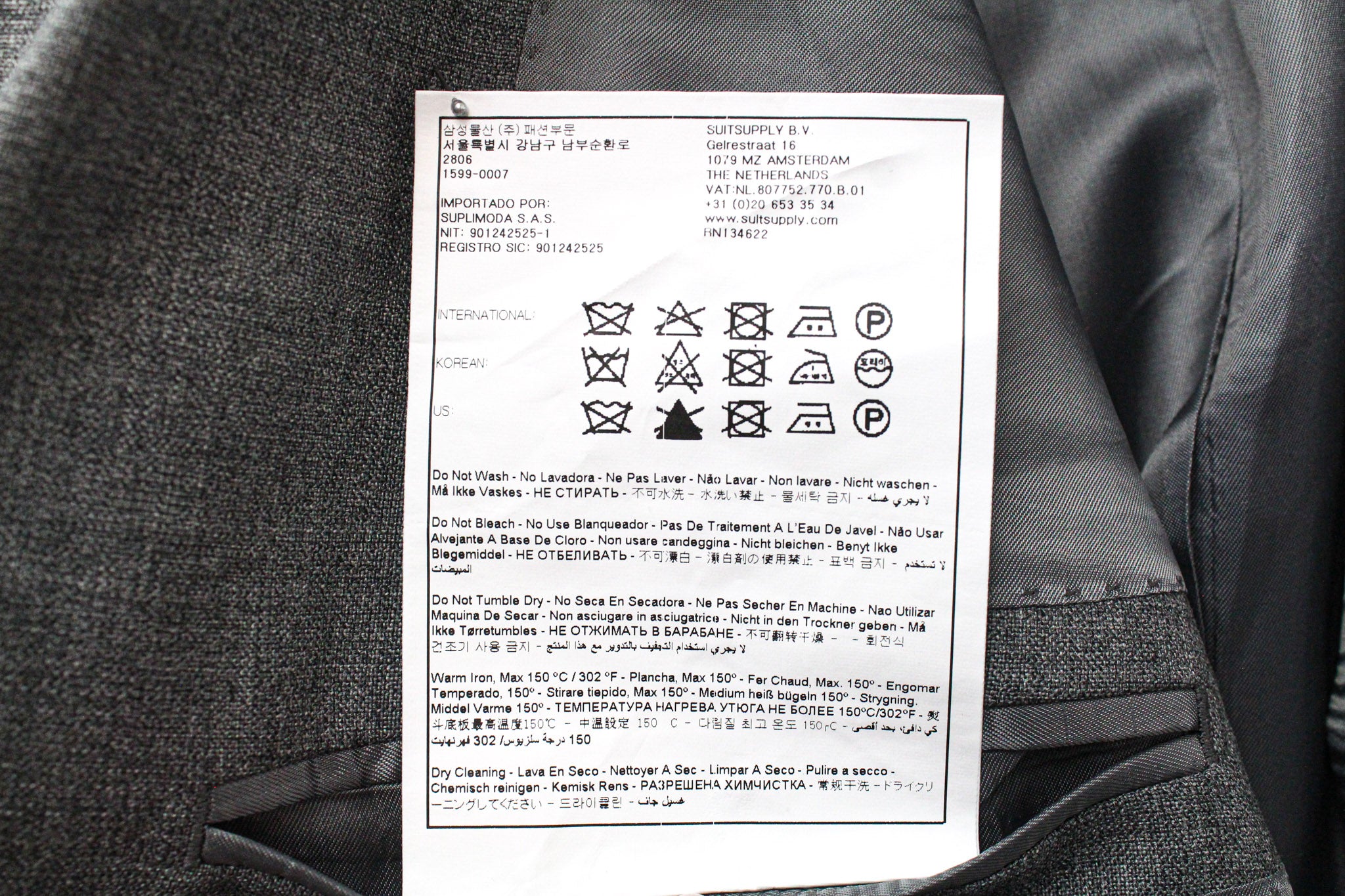 SUITSUPPLY Lazio Men's Grey Wool 2Pc Suit UK44R Slim Fit Single-Breasted Formal