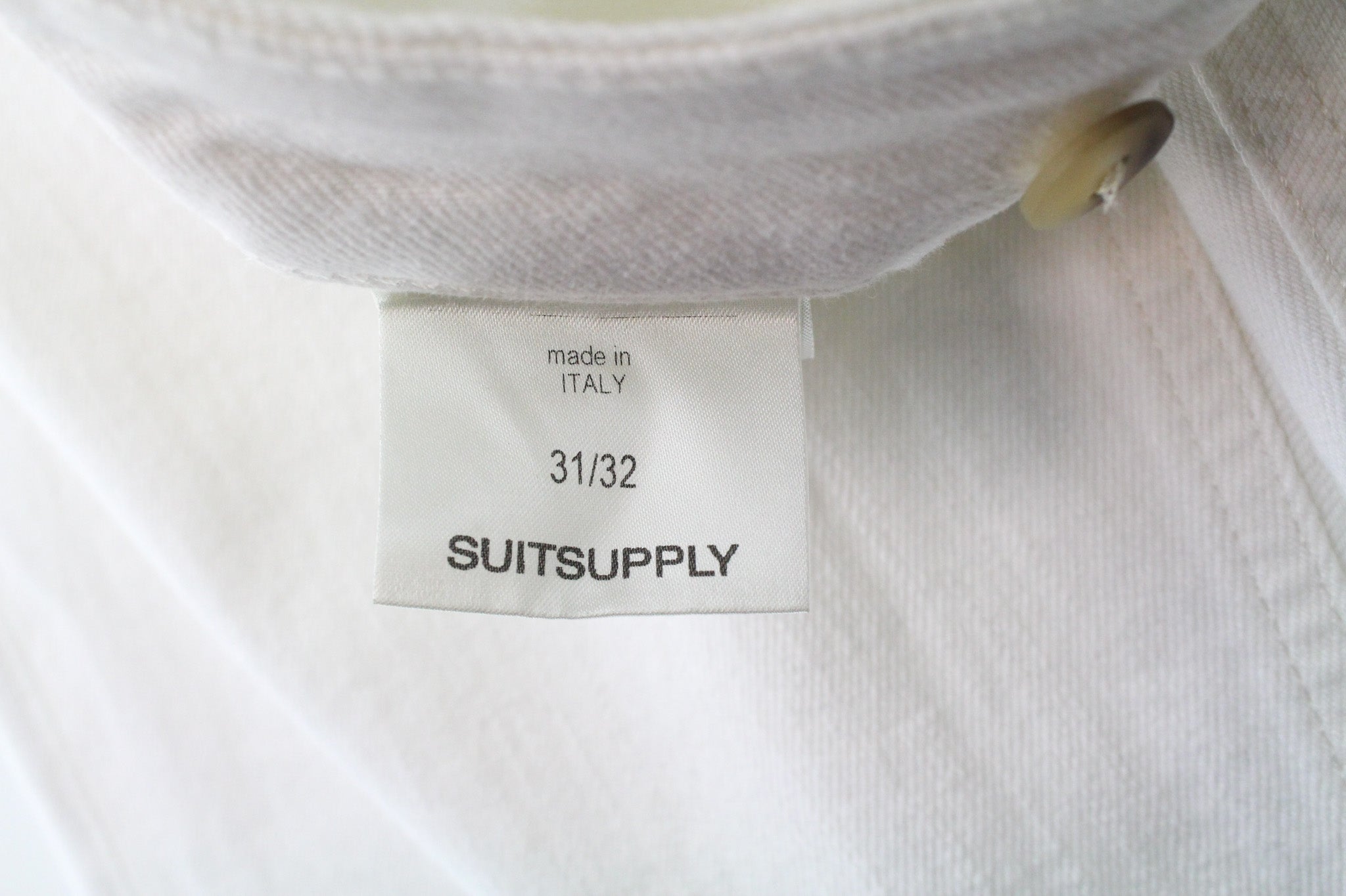 SUITSUPPLY Alain Men's Jeans W31/L32 White Selvedge Cotton Stretch Slim Fit