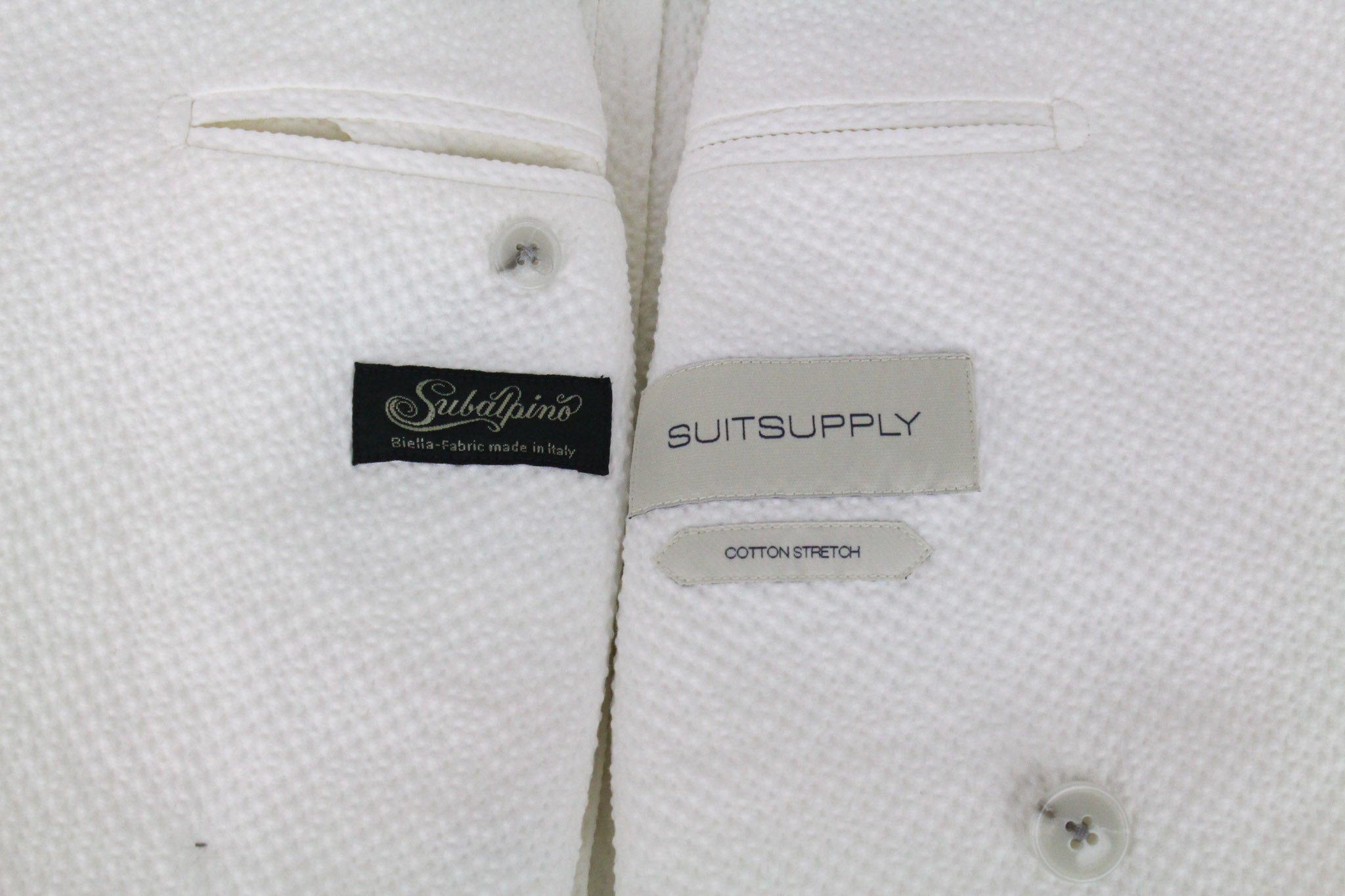 SUITSUPPLY Havana Men's Suit UK38R Slim White 2-Piece Cotton Stretch Double Row