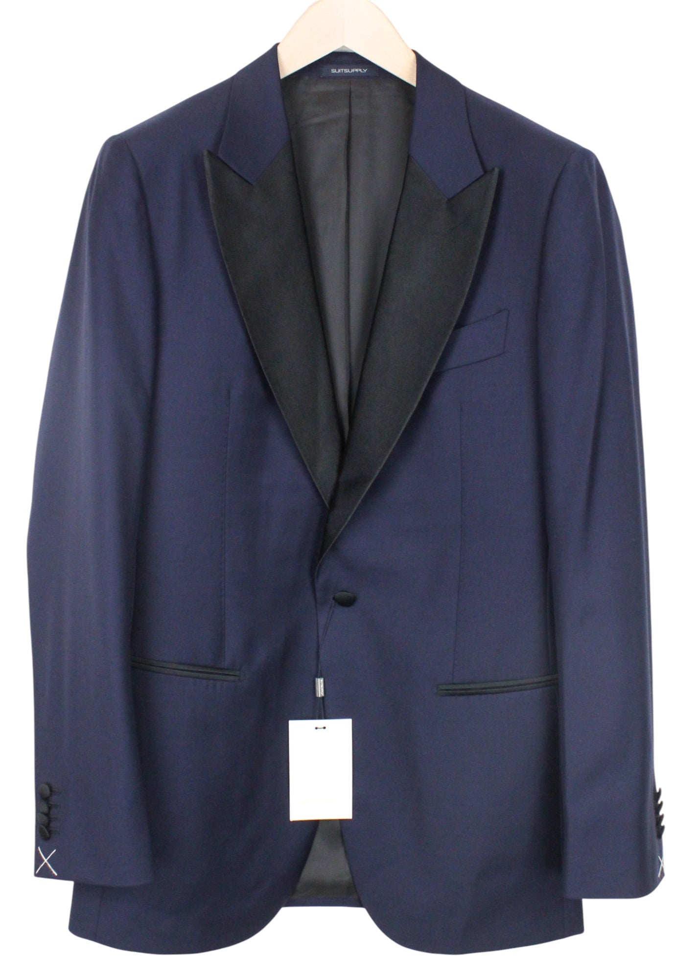 SUITSUPPLY Lazio Men's Suit UK40L Blue Slim S130 Wool Tux 3 Piece Formal