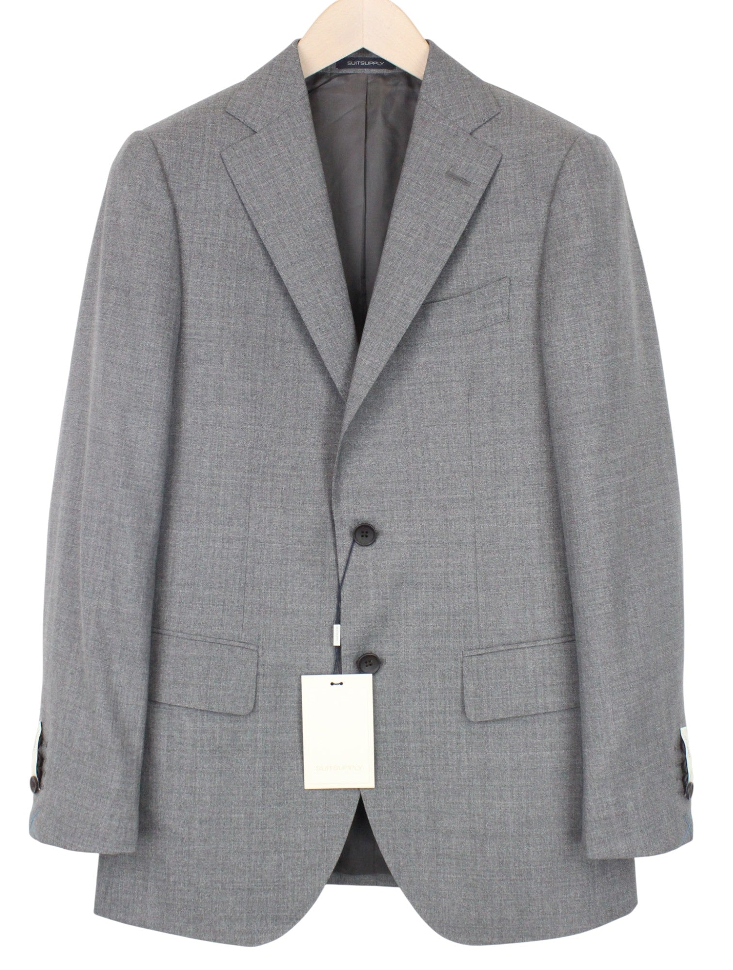 SUITSUPPLY Lazio Men's Suit UK34R Grey Slim Wool 2Pc Tropical Melange