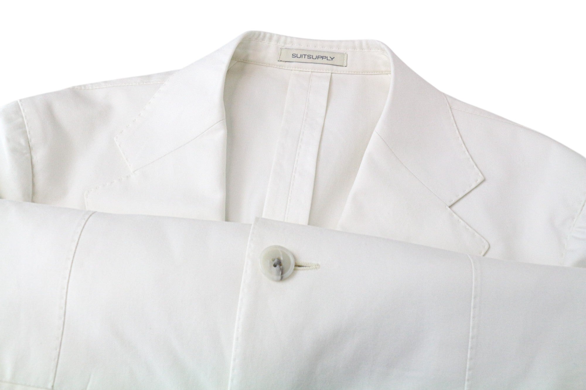 SUITSUPPLY Havana Men's Suit UK38R Slim White 2-Piece Pure Cotton Twill Jetted