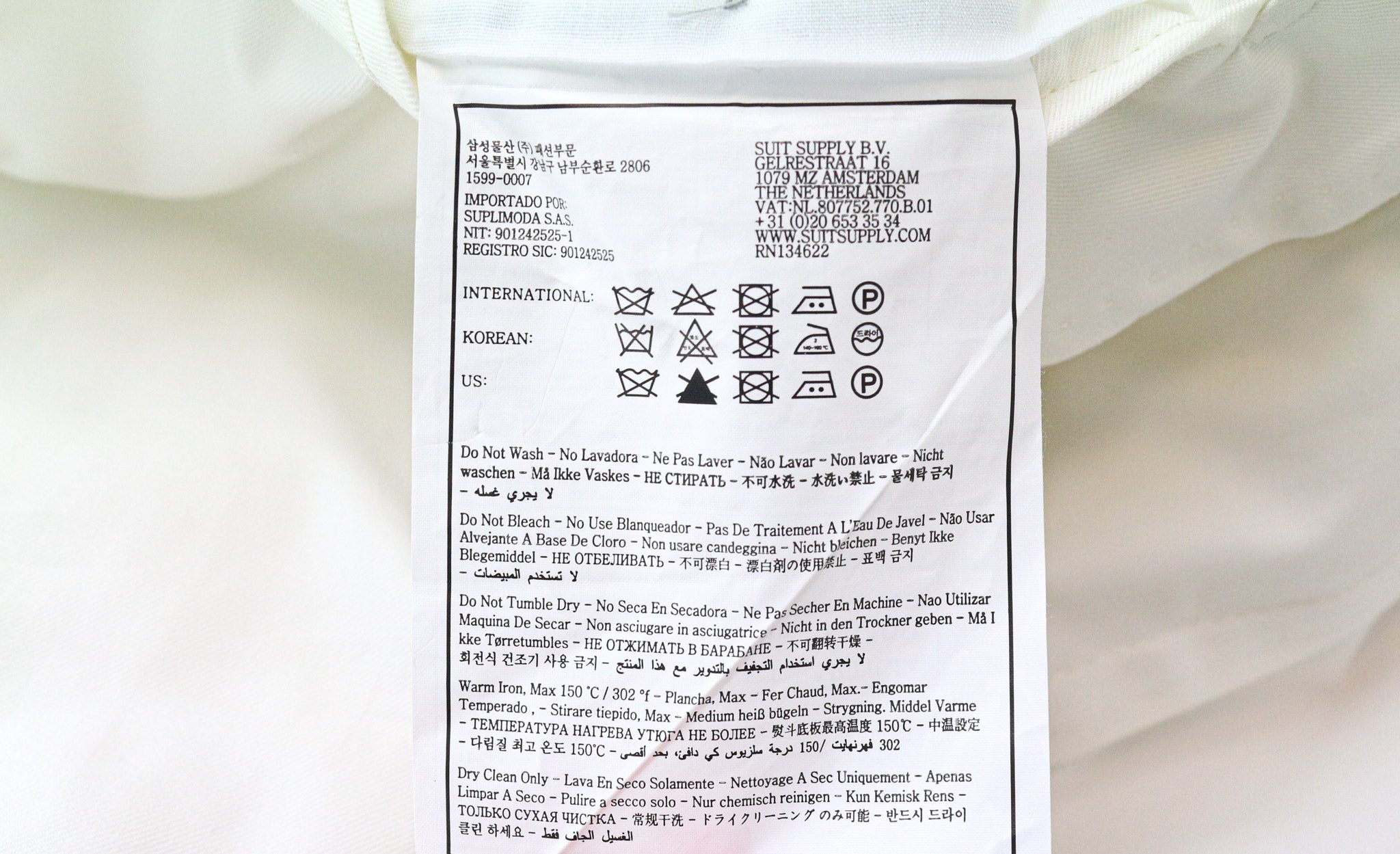 SUITSUPPLY Havana Men's Suit UK38R Slim White 2-Piece Pure Cotton Twill Jetted