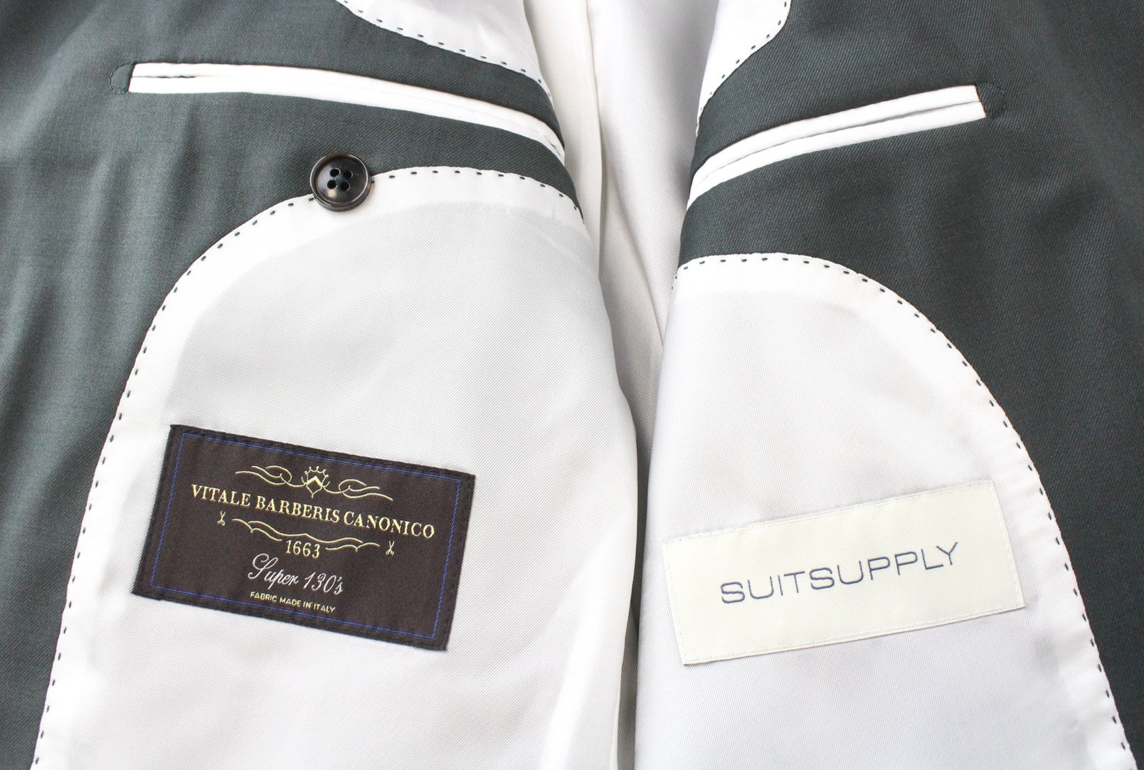 SUITSUPPLY La Spalla Suit UK38S Men's Green Wool 2-Piece Single-Breasted