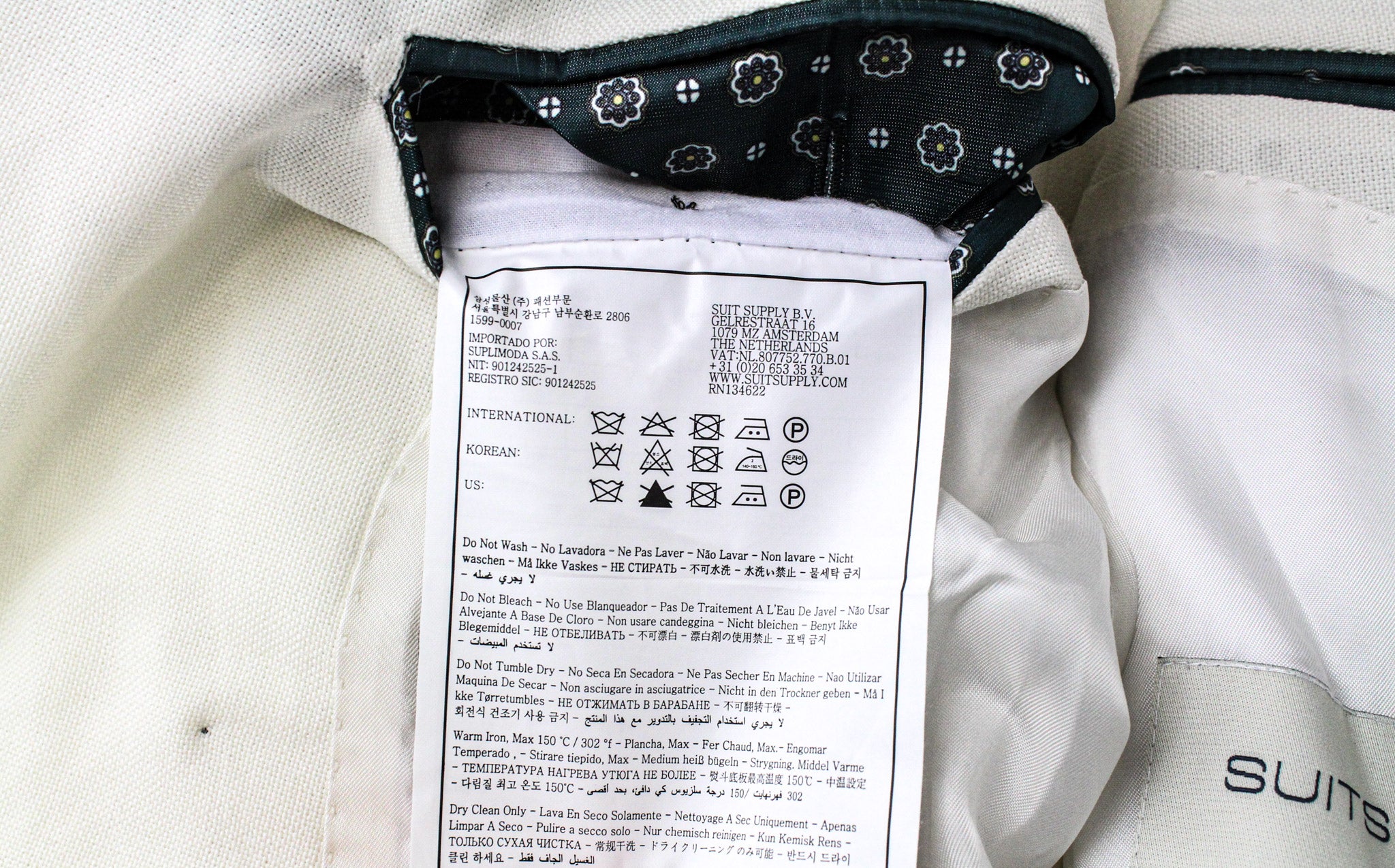 SUITSUPPLY La Spalla Suit UK30R Men's Off-White 2pc Slim Fit Wool Classic