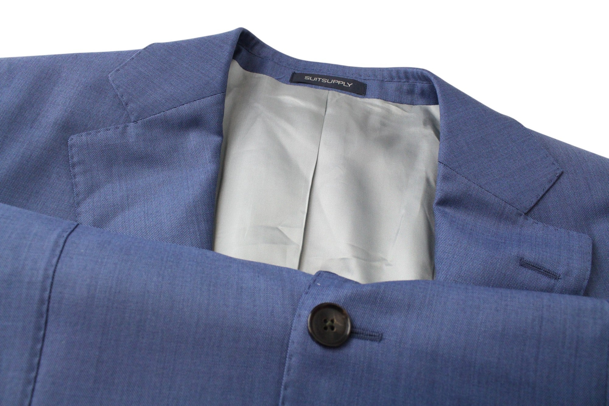 SUITSUPPLY Lazio La Spalla Men's Suit UK40L Slim Blue Wool 3Pc Super 150's