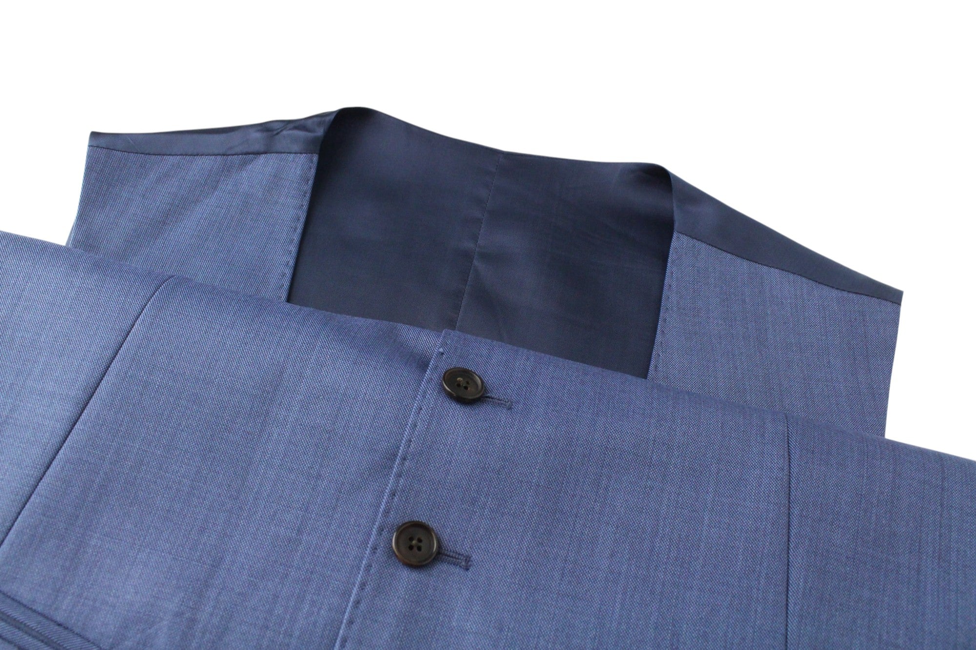 SUITSUPPLY Lazio La Spalla Men's Suit UK40L Slim Blue Wool 3Pc Super 150's