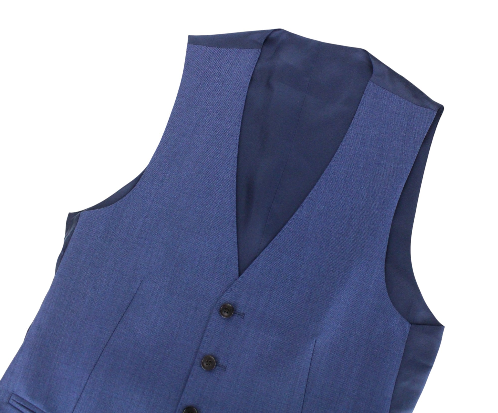 SUITSUPPLY Lazio La Spalla Men's UK34R Blue Slim 3Pc Super 150s Wool Suit