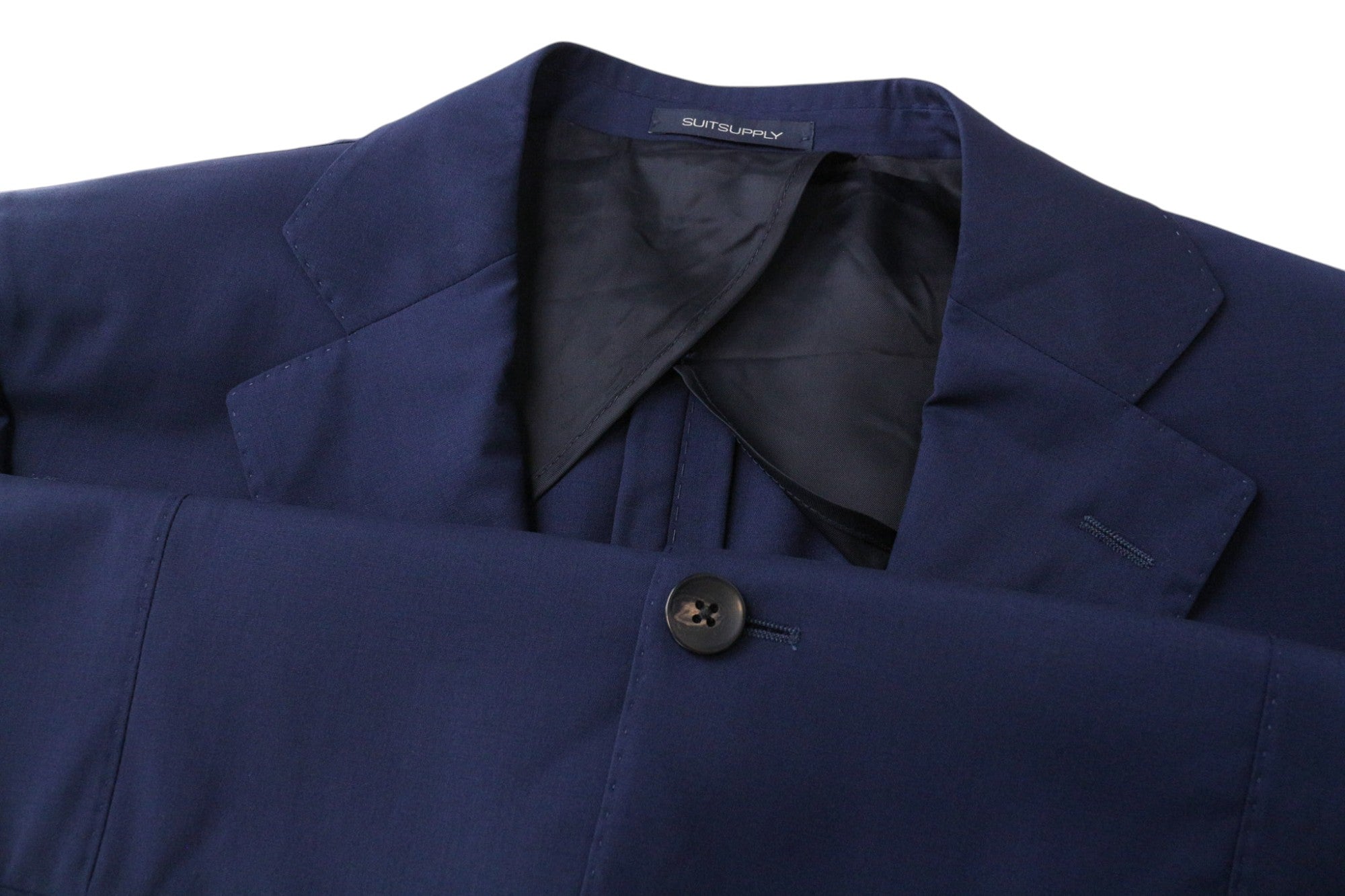 SUITSUPPLY La Spalla Men's Suit UK42R Navy Blue Slim Fit Wool Blend 2Pc Formal