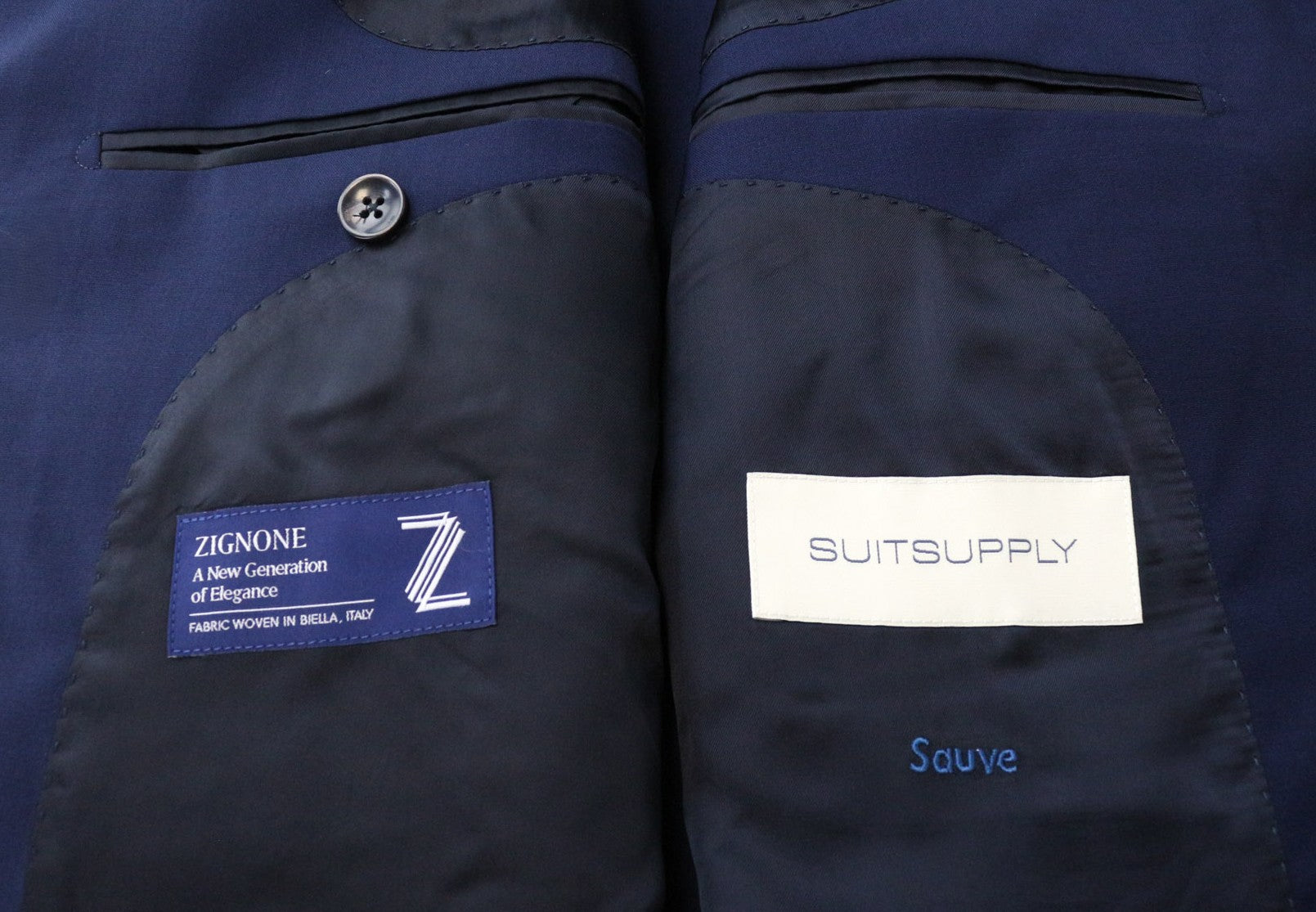 SUITSUPPLY La Spalla Men's Suit UK42R Navy Blue Slim Fit Wool Blend 2Pc Formal