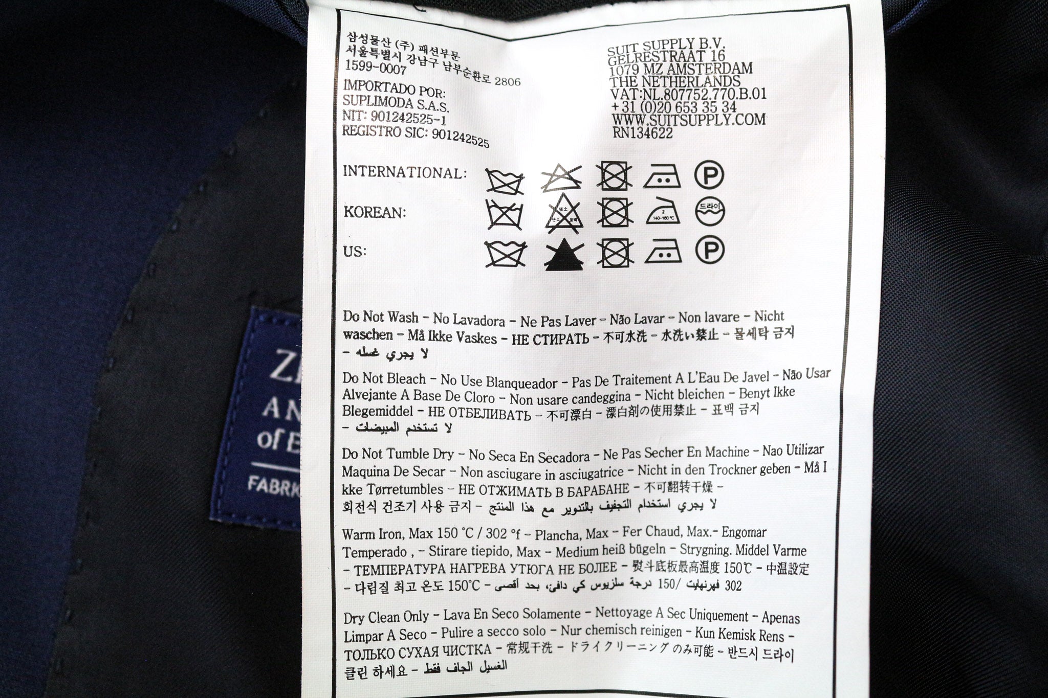 SUITSUPPLY La Spalla Men's Suit UK42R Navy Blue Slim Fit Wool Blend 2Pc Formal