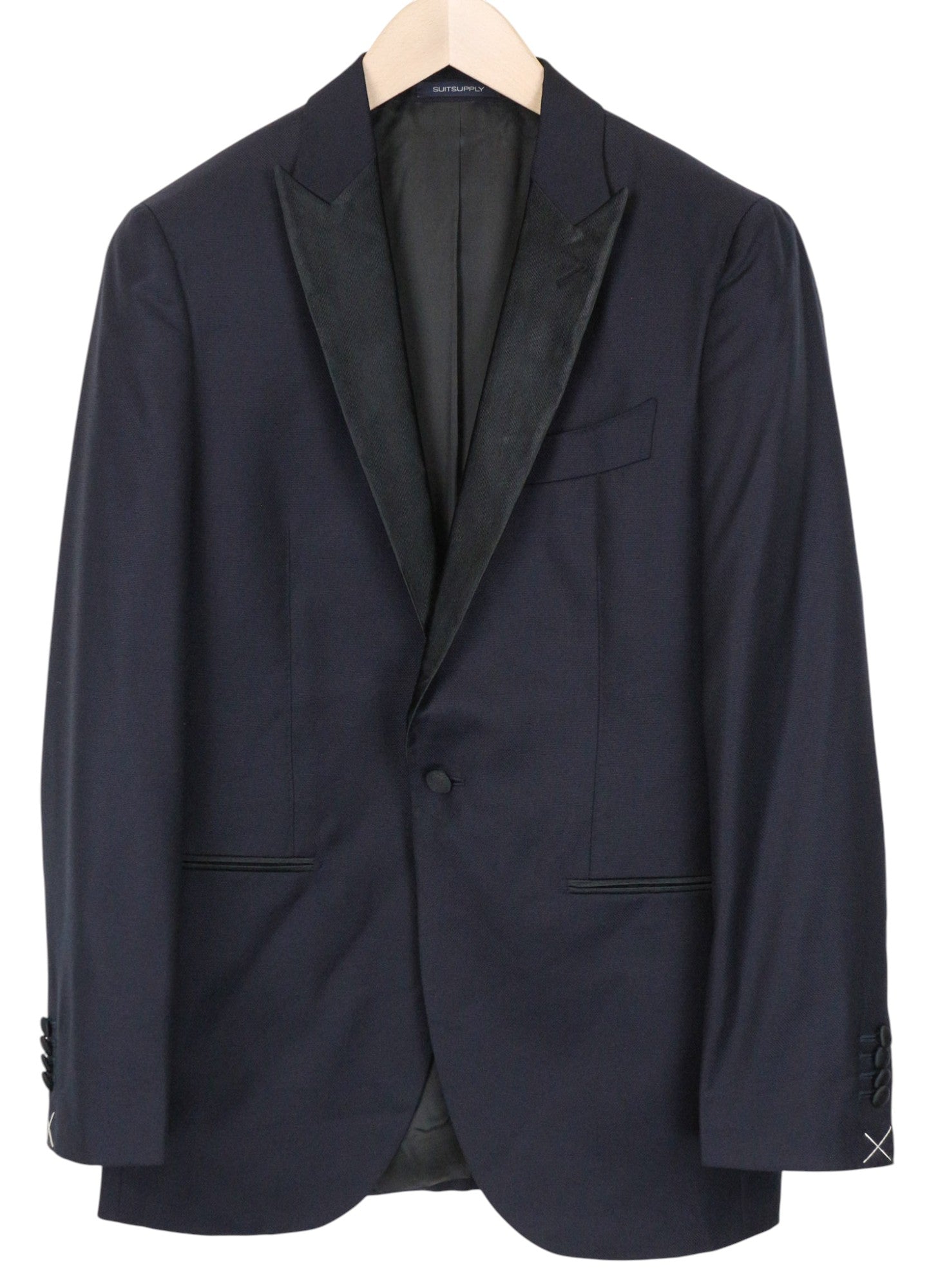 SUITSUPPLY La Spalla Men's Suit UK36R Navy Blue Wool S130s 3Pc Slim Tuxedo