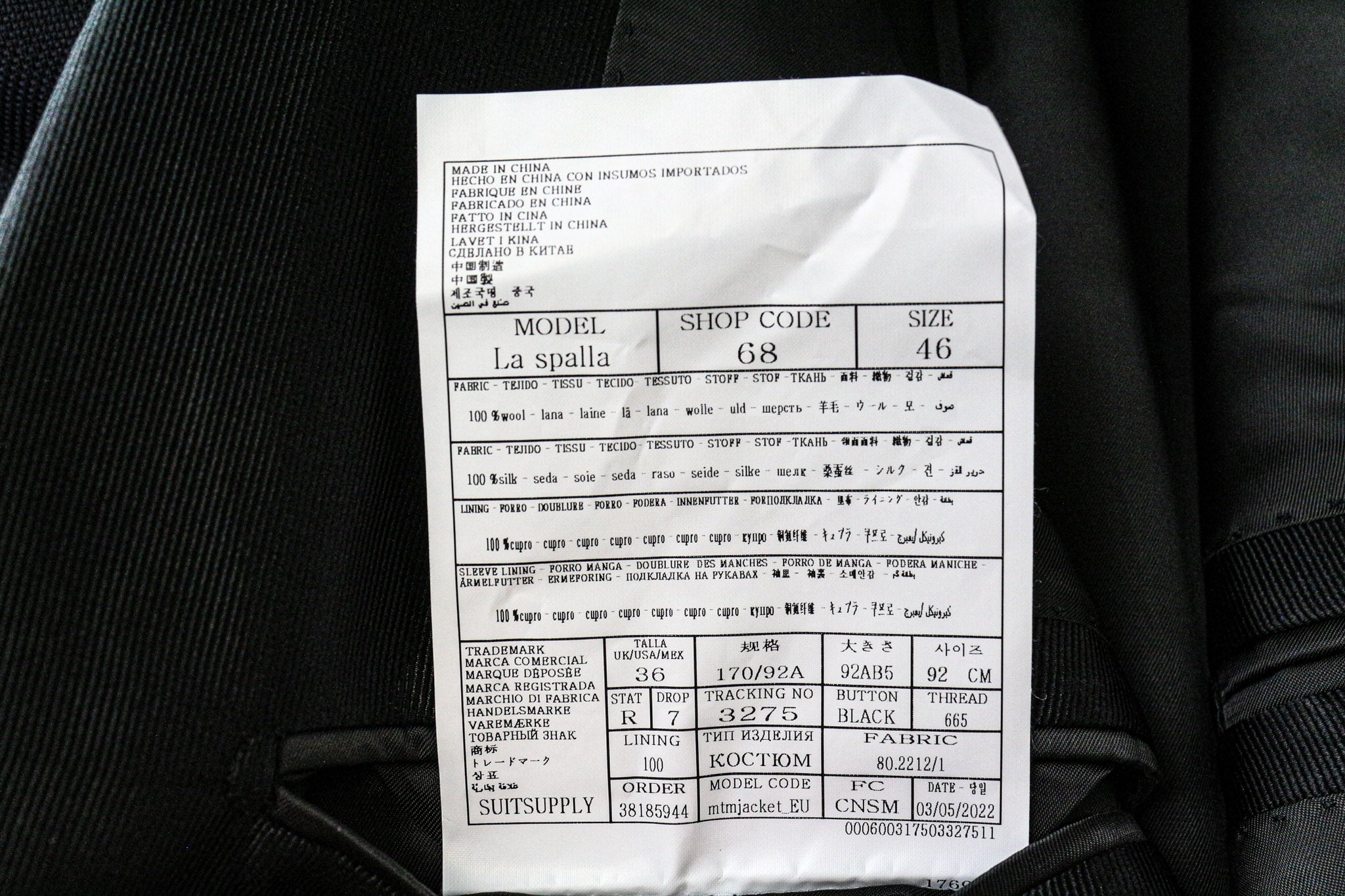 SUITSUPPLY La Spalla Men's Suit UK36R Navy Blue Wool S130s 3Pc Slim Tuxedo