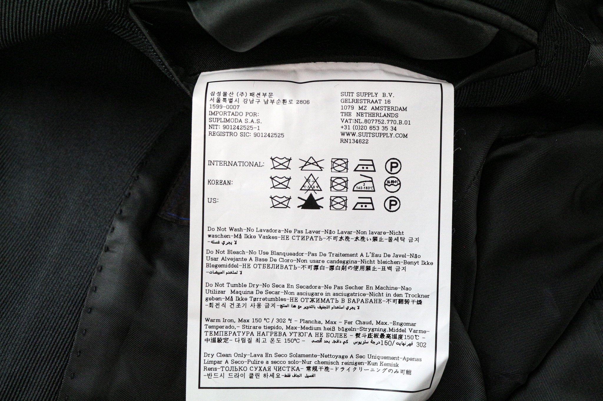 SUITSUPPLY La Spalla Men's Suit UK36R Navy Blue Wool S130s 3Pc Slim Tuxedo