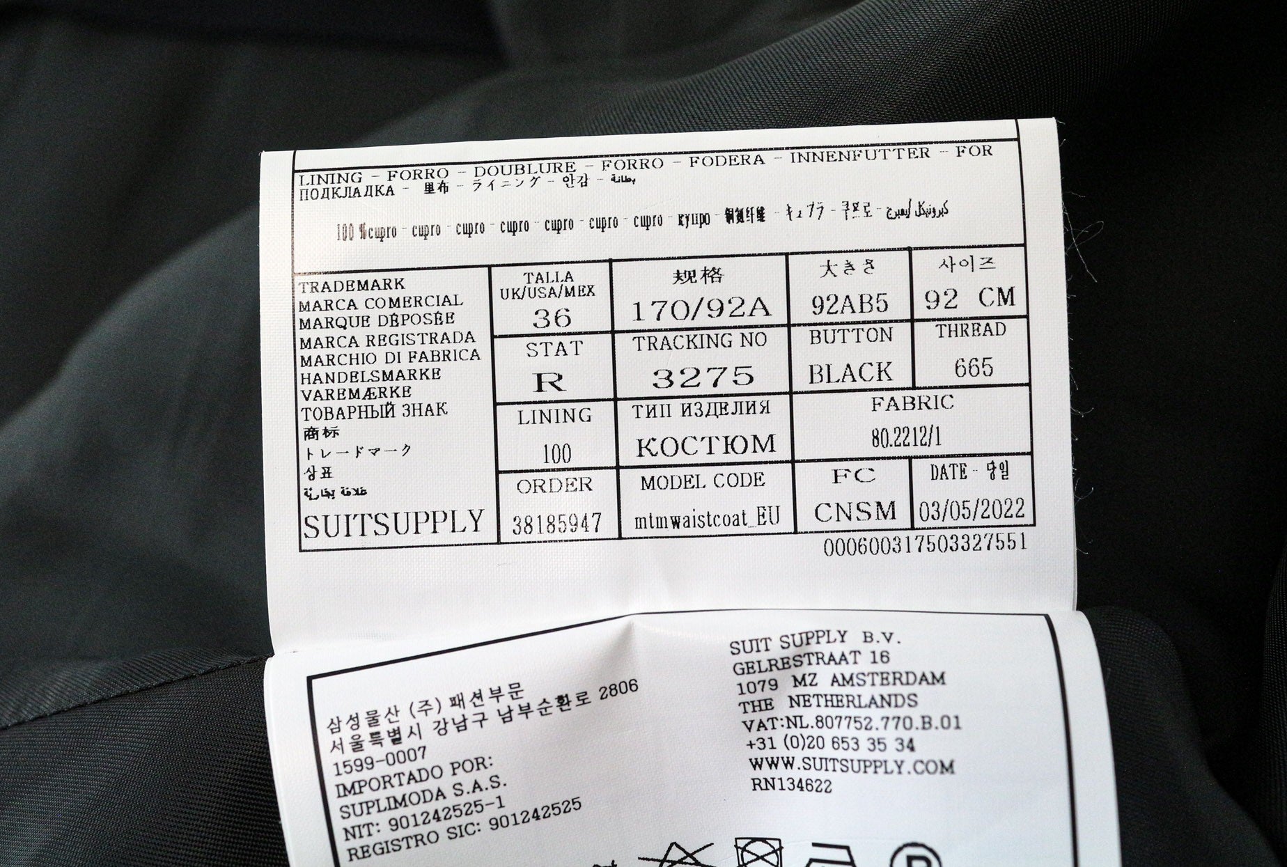 SUITSUPPLY La Spalla Men's Suit UK36R Navy Blue Wool S130s 3Pc Slim Tuxedo