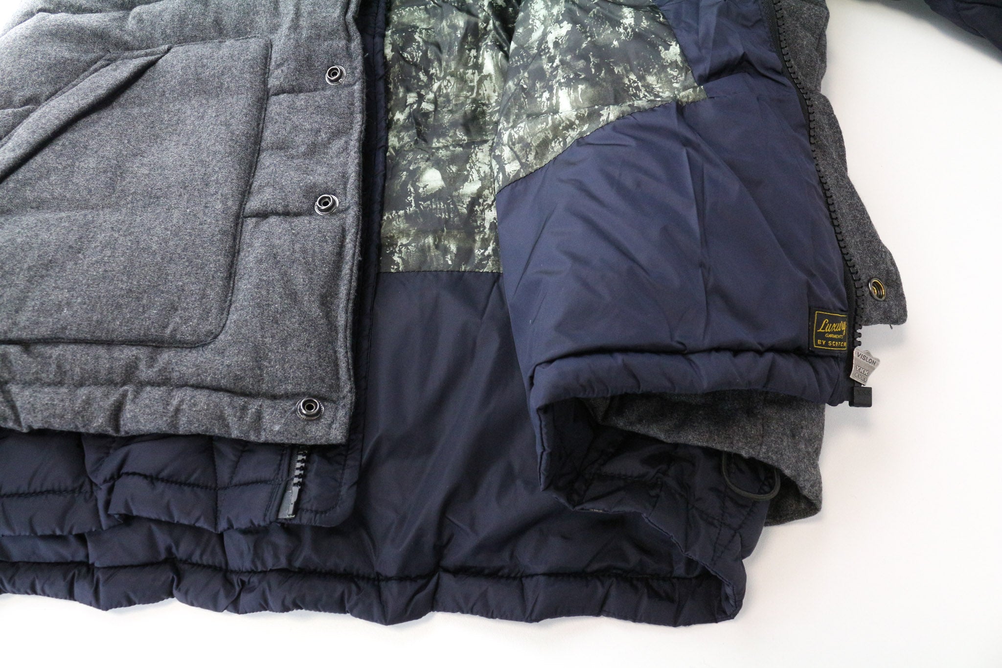 SCOTCH & SODA Men's Jacket XL Mid Grey Wool Blend Melange Hood Windbreaker