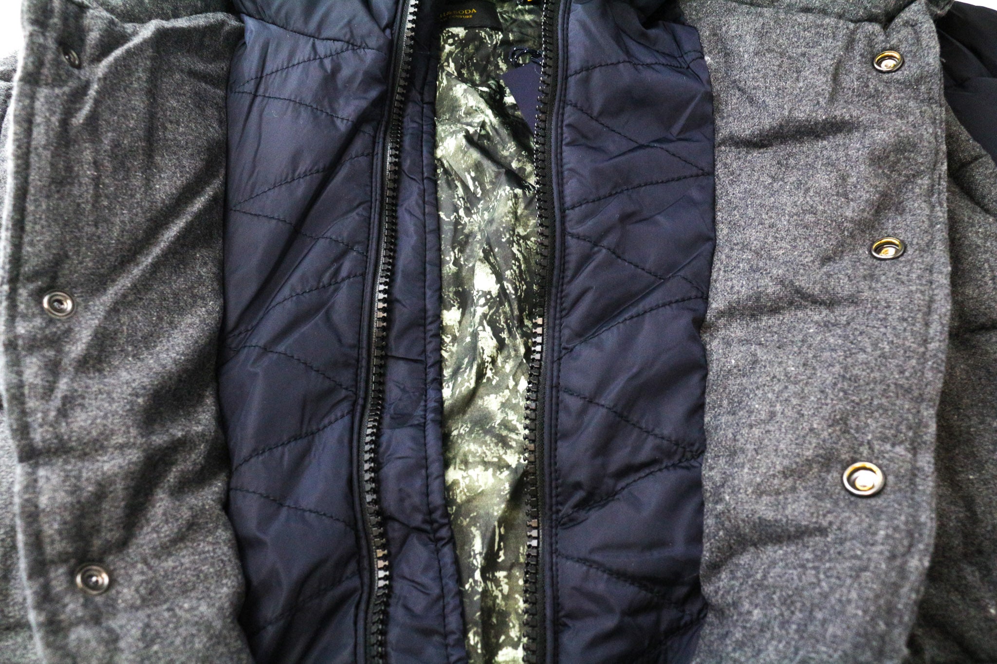 SCOTCH & SODA Men's Jacket XL Mid Grey Wool Blend Melange Hood Windbreaker