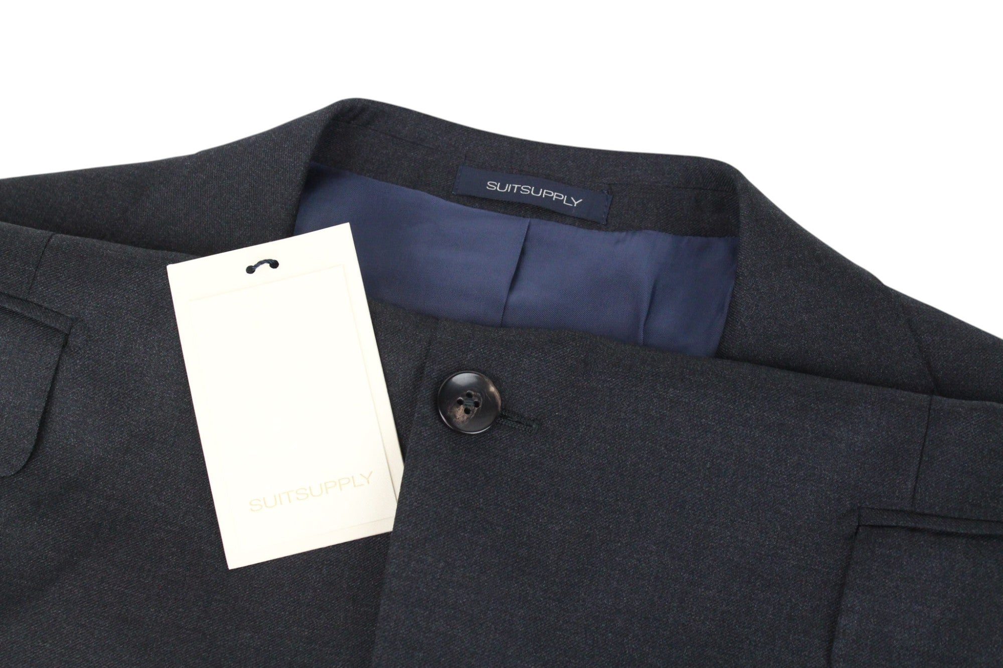 SUITSUPPLY Napoli Men's Suit UK44R Dark Grey 2-Piece Melange Pure Wool