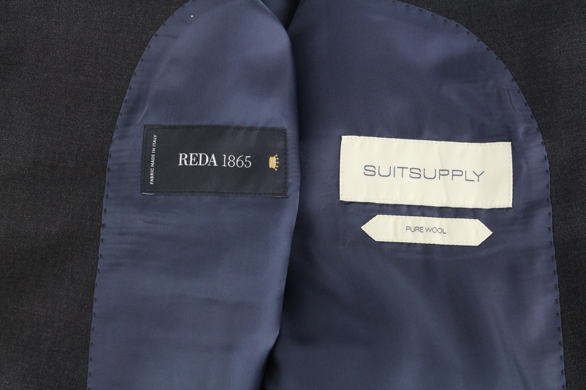 SUITSUPPLY Napoli Men's Suit UK44R Dark Grey 2-Piece Melange Pure Wool