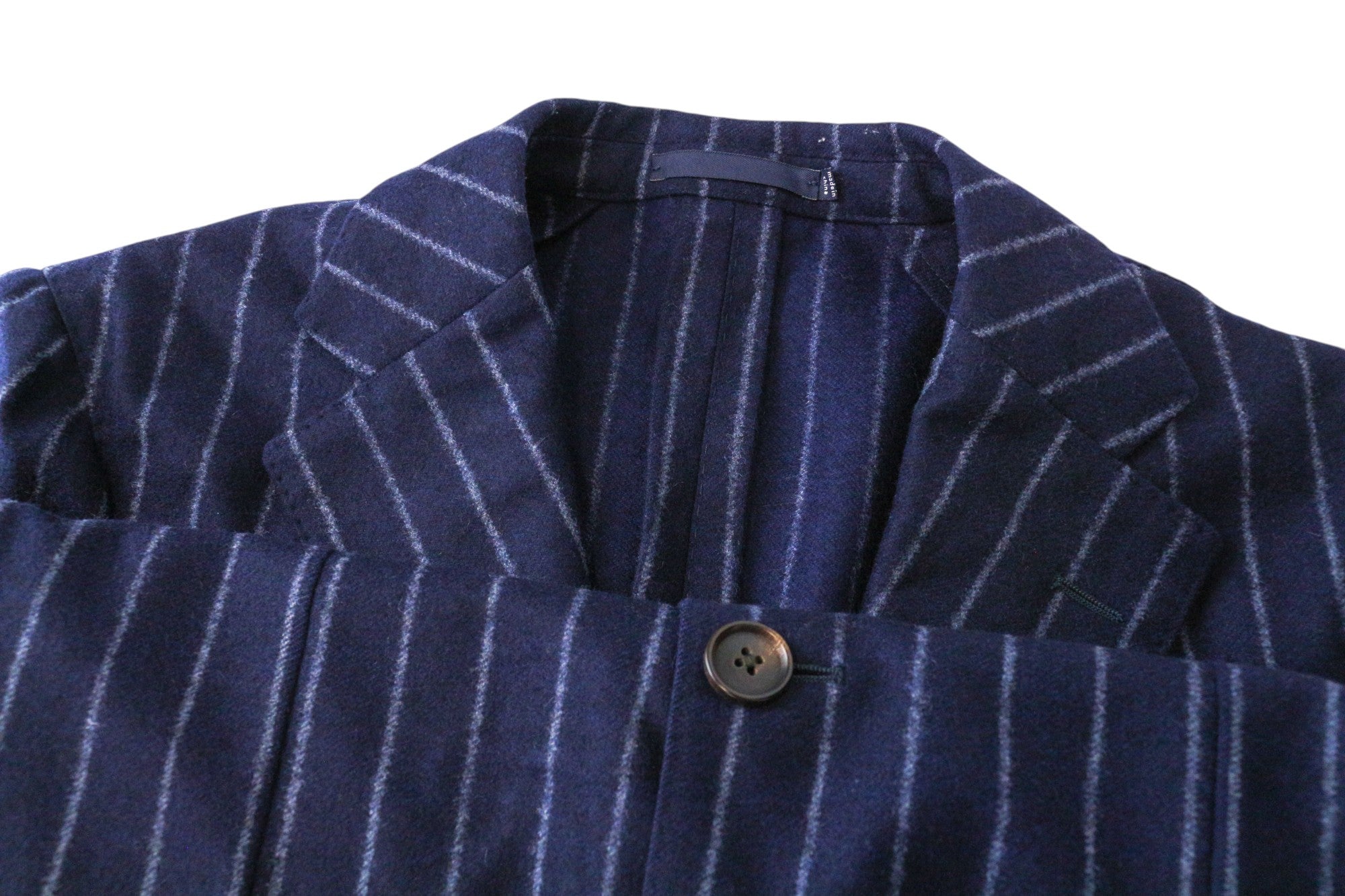 SUITSUPPLY Havana UK36R Suit 2Pc Blue Wool Slim Men's Striped Unlined