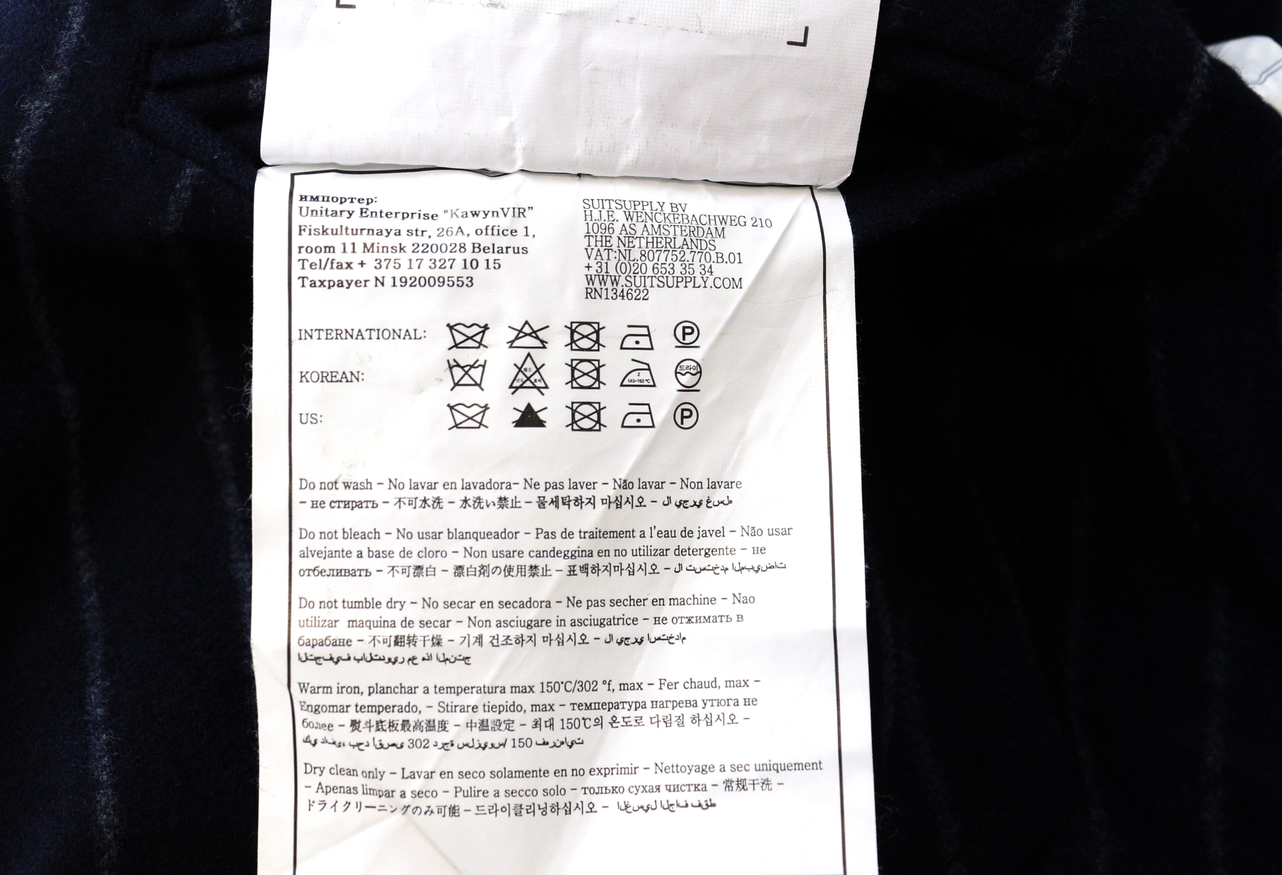 SUITSUPPLY Havana UK36R Suit 2Pc Blue Wool Slim Men's Striped Unlined