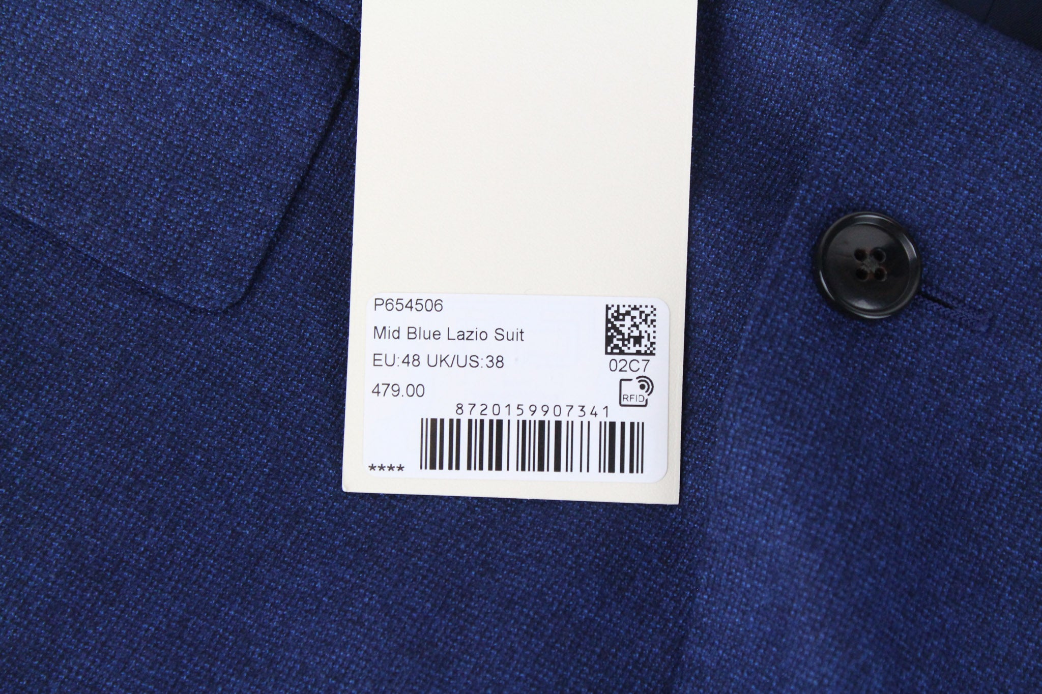 SUITSUPPLY Lazio Men's Suit UK38R Super 120s Blue Wool Slim 2-Piece Fit