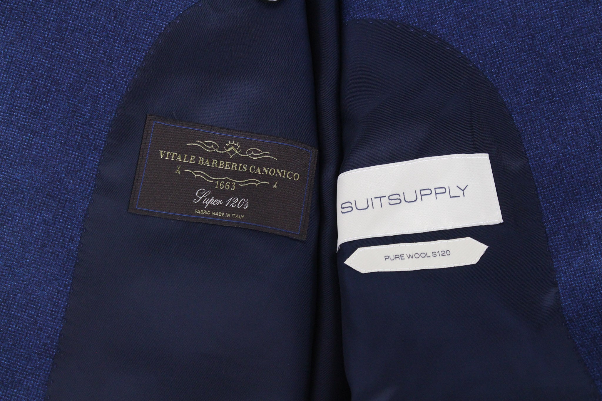 SUITSUPPLY Lazio Men's Suit UK38R Super 120s Blue Wool Slim 2-Piece Fit