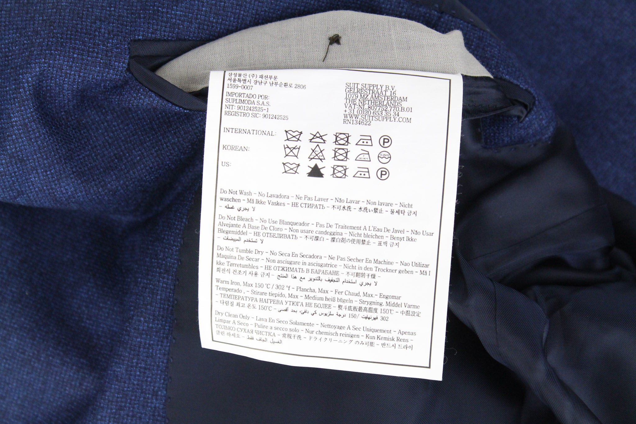 SUITSUPPLY Lazio Men's Suit UK38R Super 120s Blue Wool Slim 2-Piece Fit