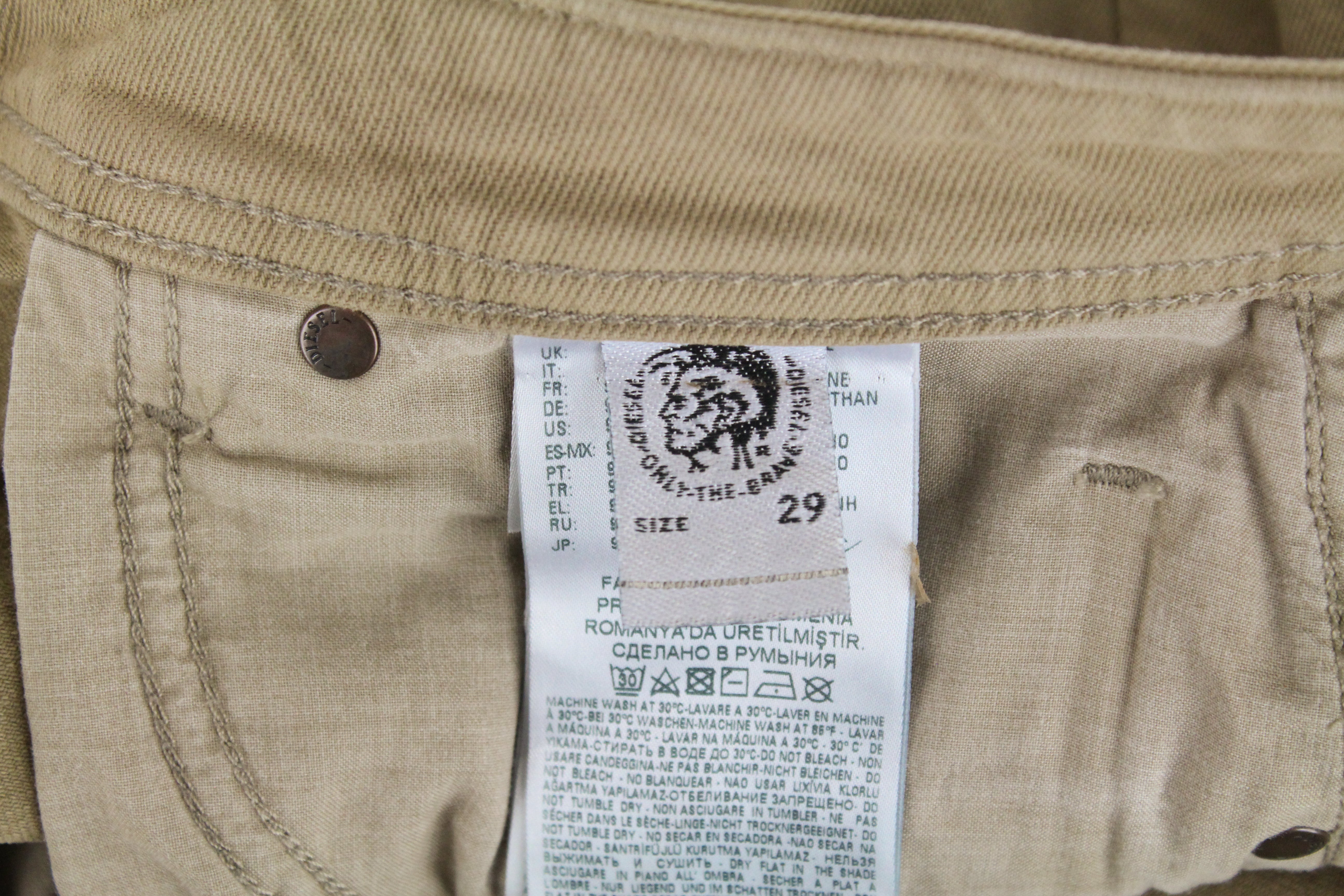 DIESEL Keeshort R6Q88 Men's Shorts W29 Brown Cotton Stretch Buttoned 5-Pocket