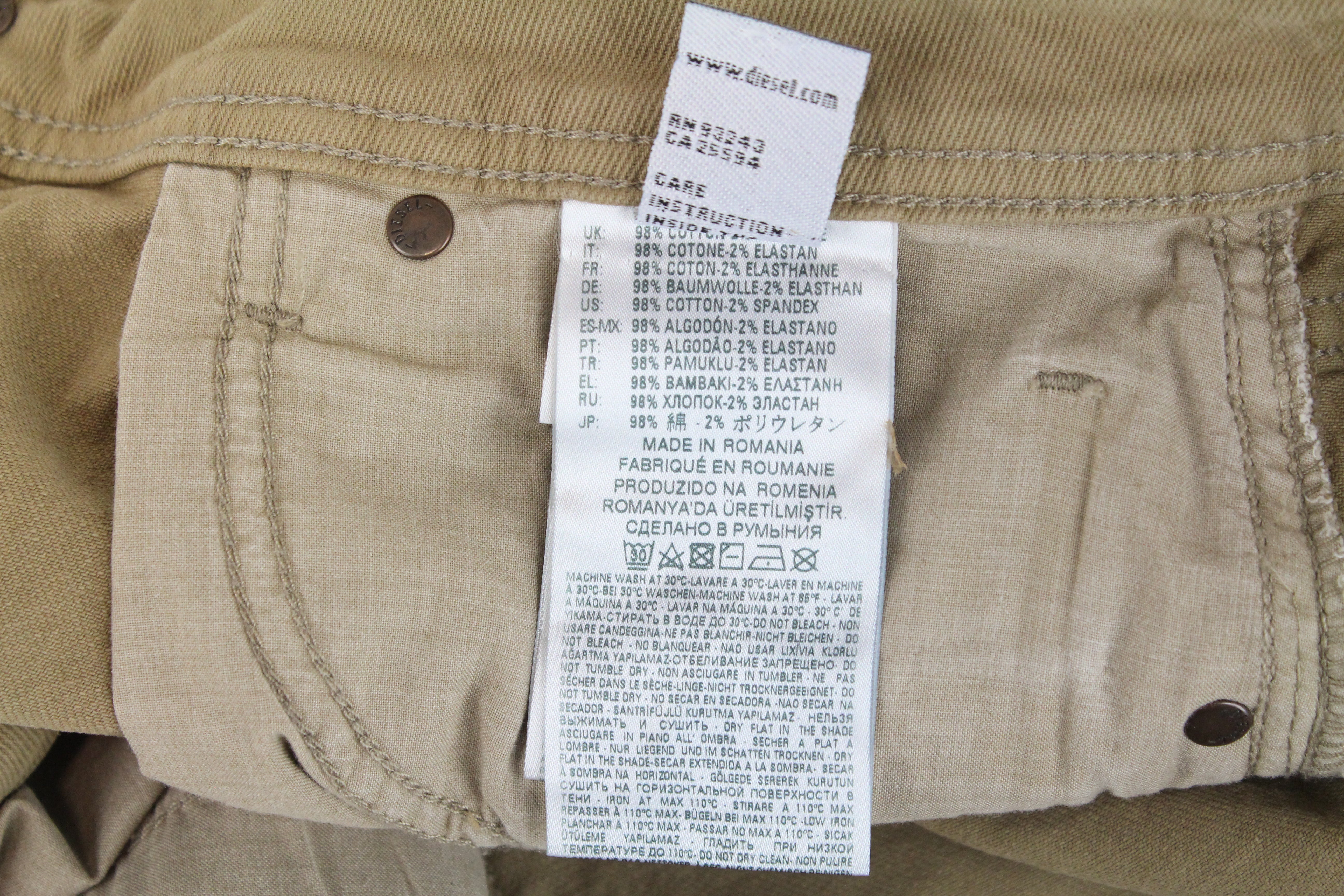 DIESEL Keeshort R6Q88 Men's Shorts W29 Brown Cotton Stretch Buttoned 5-Pocket