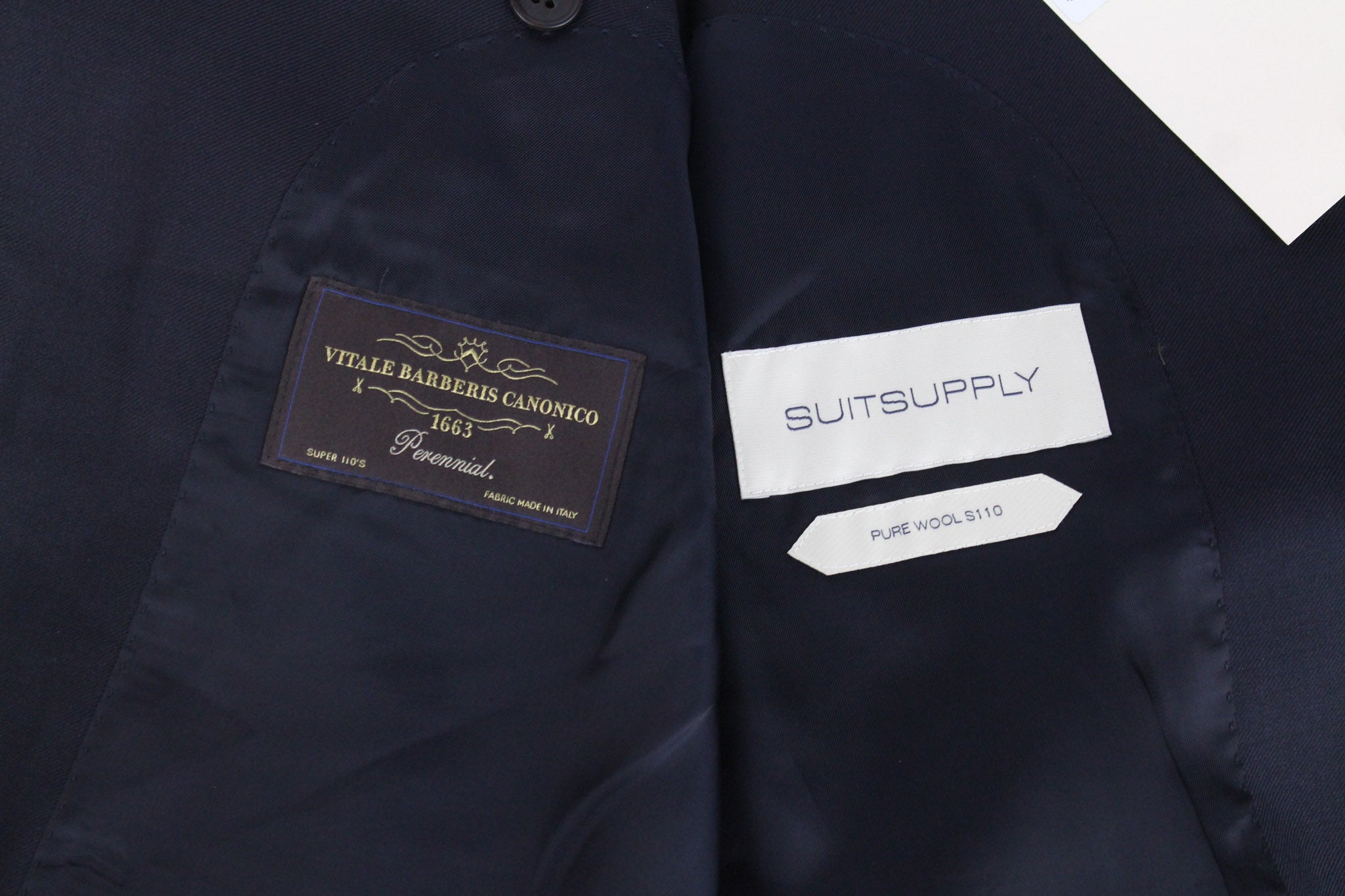 SUITSUPPLY Havana Peak Men's UK42L Blue Slim 3-Piece Super 110s Wool Suit
