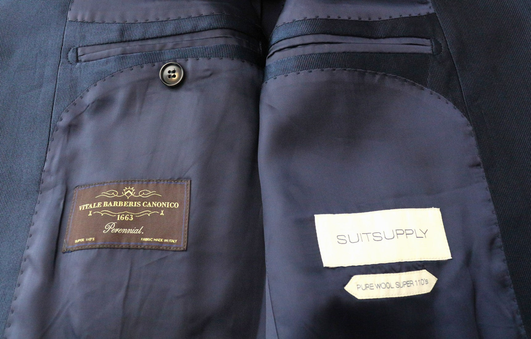 SUITSUPPLY vyriškas Havanos smokingo kostiumas, UK38L, plonas, mėlynas, dviejų dalių, grynos vilnos, „Super 110s“ 