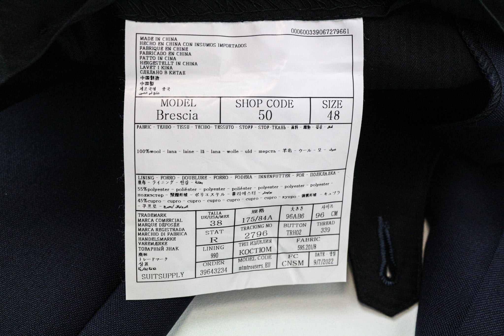 SUITSUPPLY La Spalla Men's Suit UK52S Formal Lined 3-Piece Pure Wool Blue