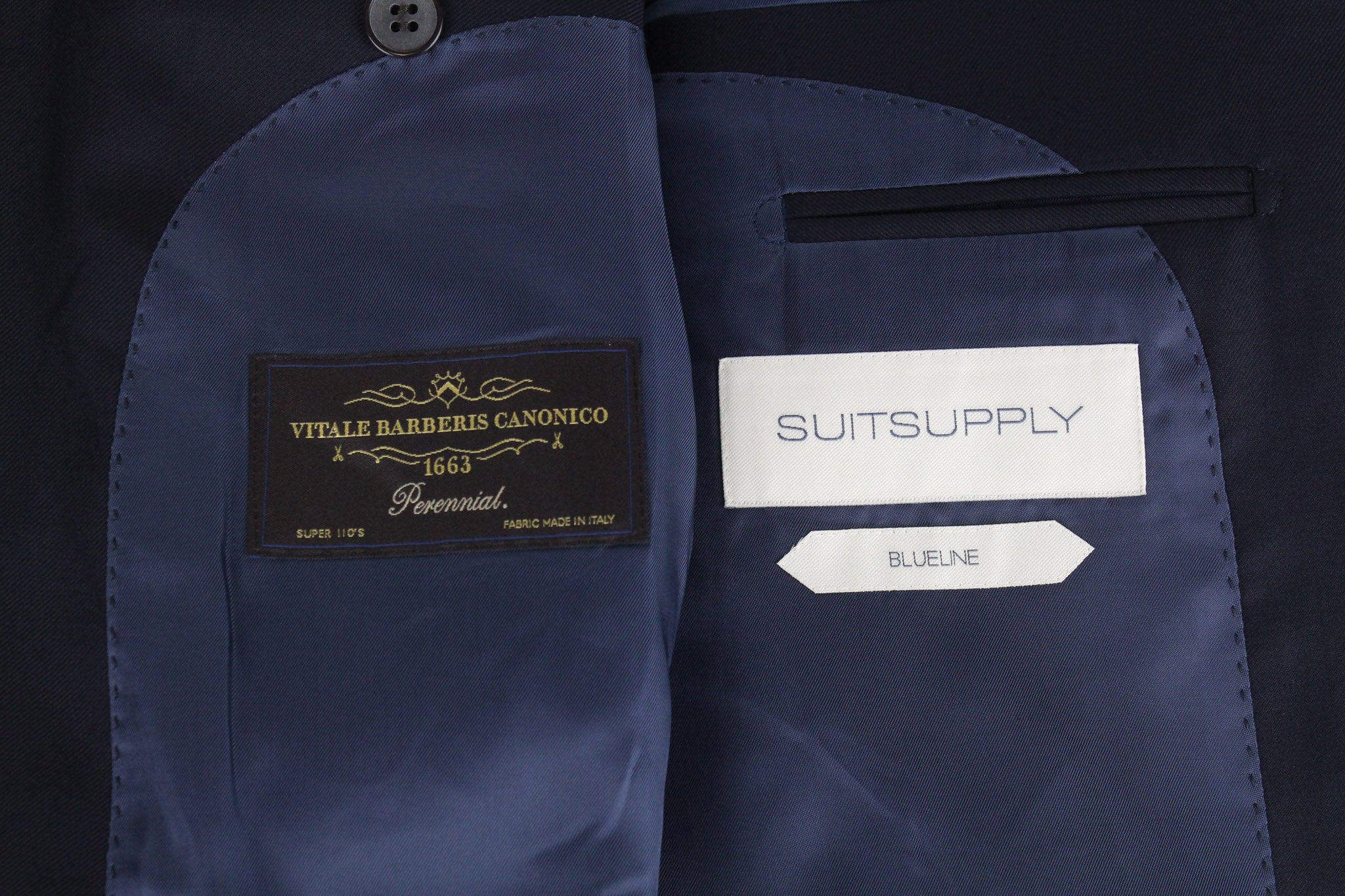 SUITSUPPLY Lazio Blueline Men's Suit UK52L Classic Navy Blue Wool 2-Piece