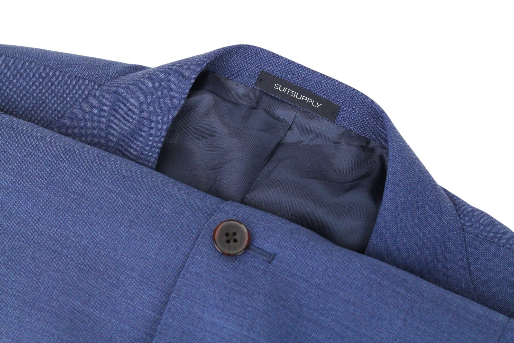 SUITSUPPLY La Spalla Men's Suit UK48R Blue 3-Piece Pure Wool Single-Breast