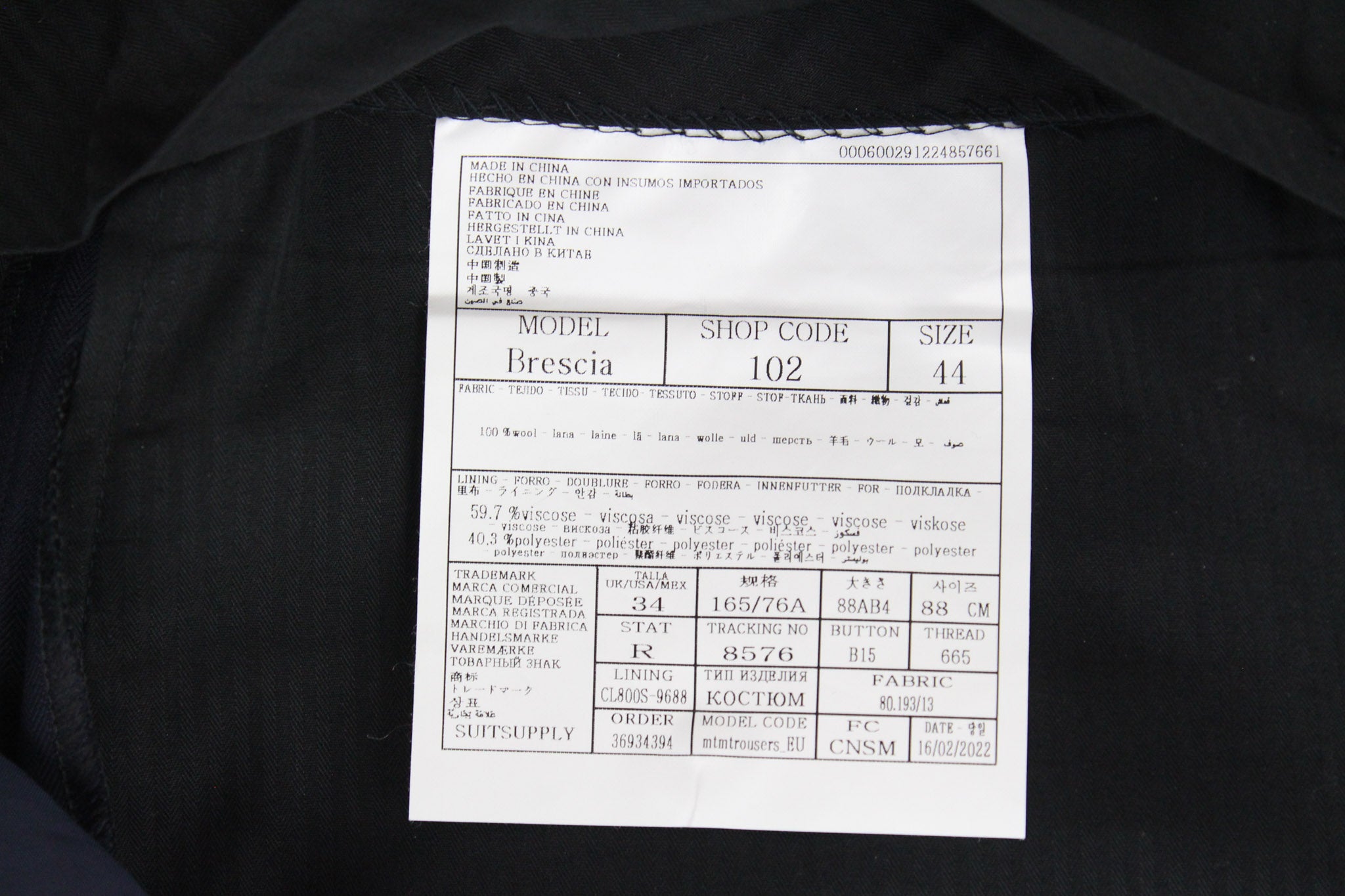 SUITSUPPLY La Spalla Men's UK36R Navy Wool Lined Double-Breasted 3-Piece