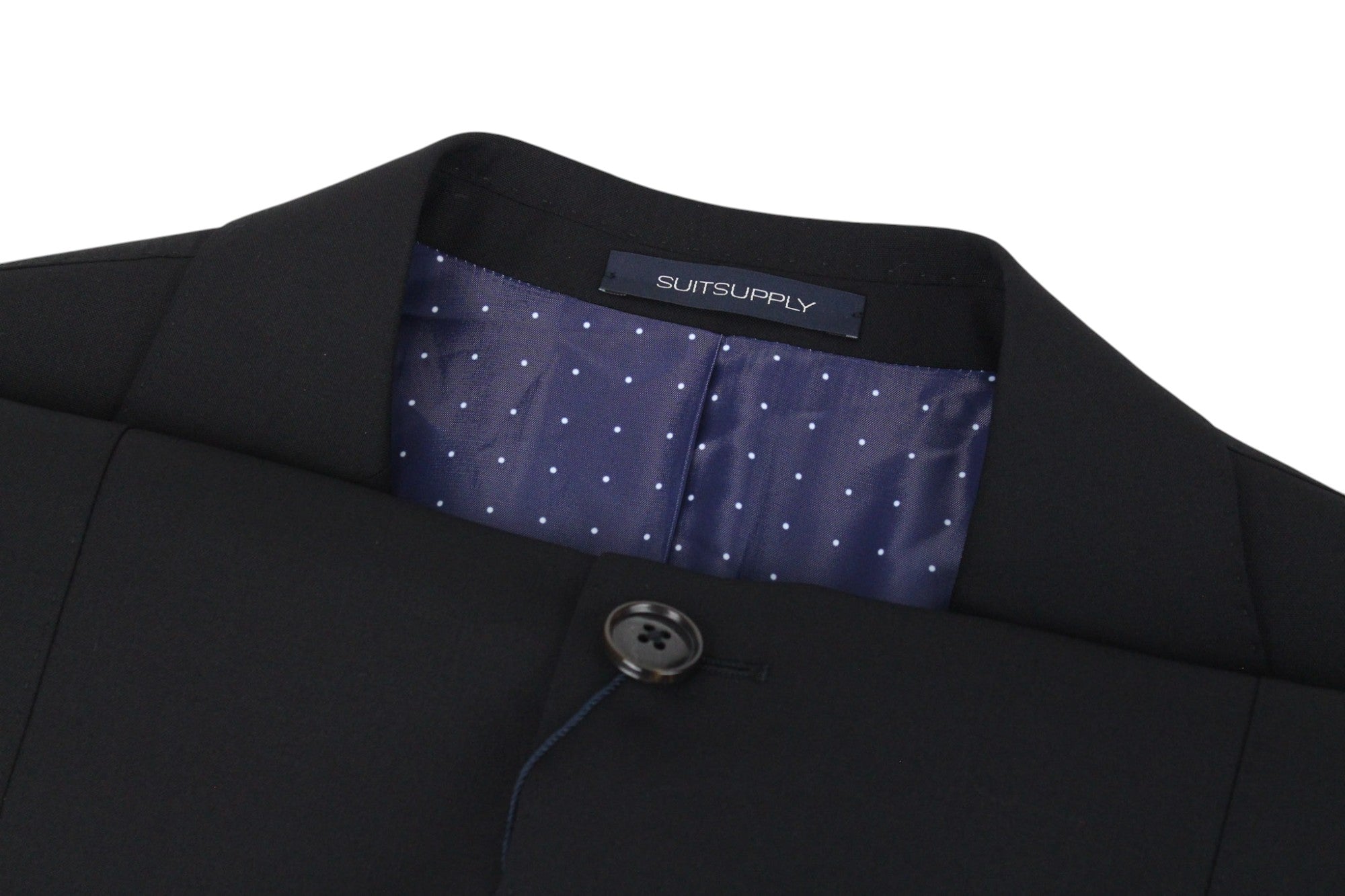 SUITSUPPLY La Spalla Men's Suit UK38R Black Wool 2-Piece Lined Smart Cut