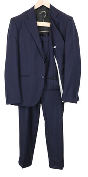 SUITSUPPLY La Spalla Men's Suit UK40R Blue Slim Wool S130s 3-Piece Tuxedo