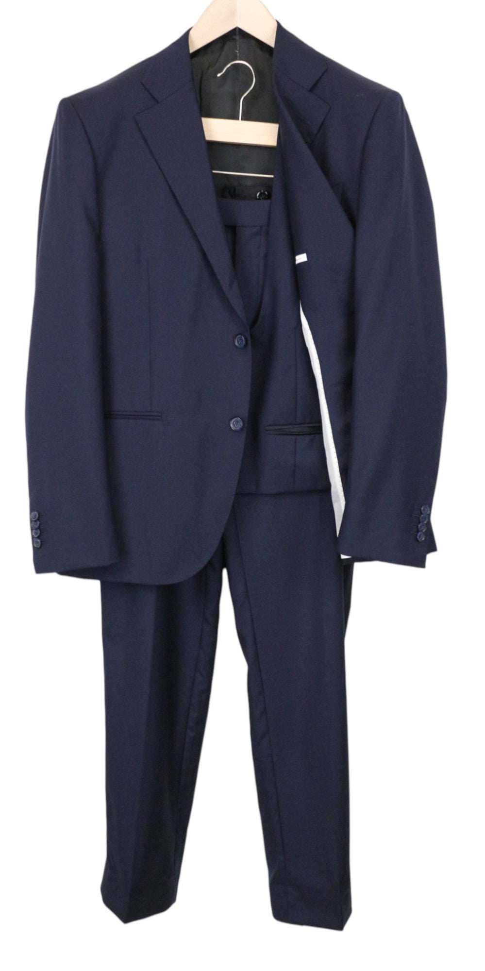 SUITSUPPLY La Spalla Men's Suit UK40R Blue Slim Wool S130s 3-Piece Tuxedo