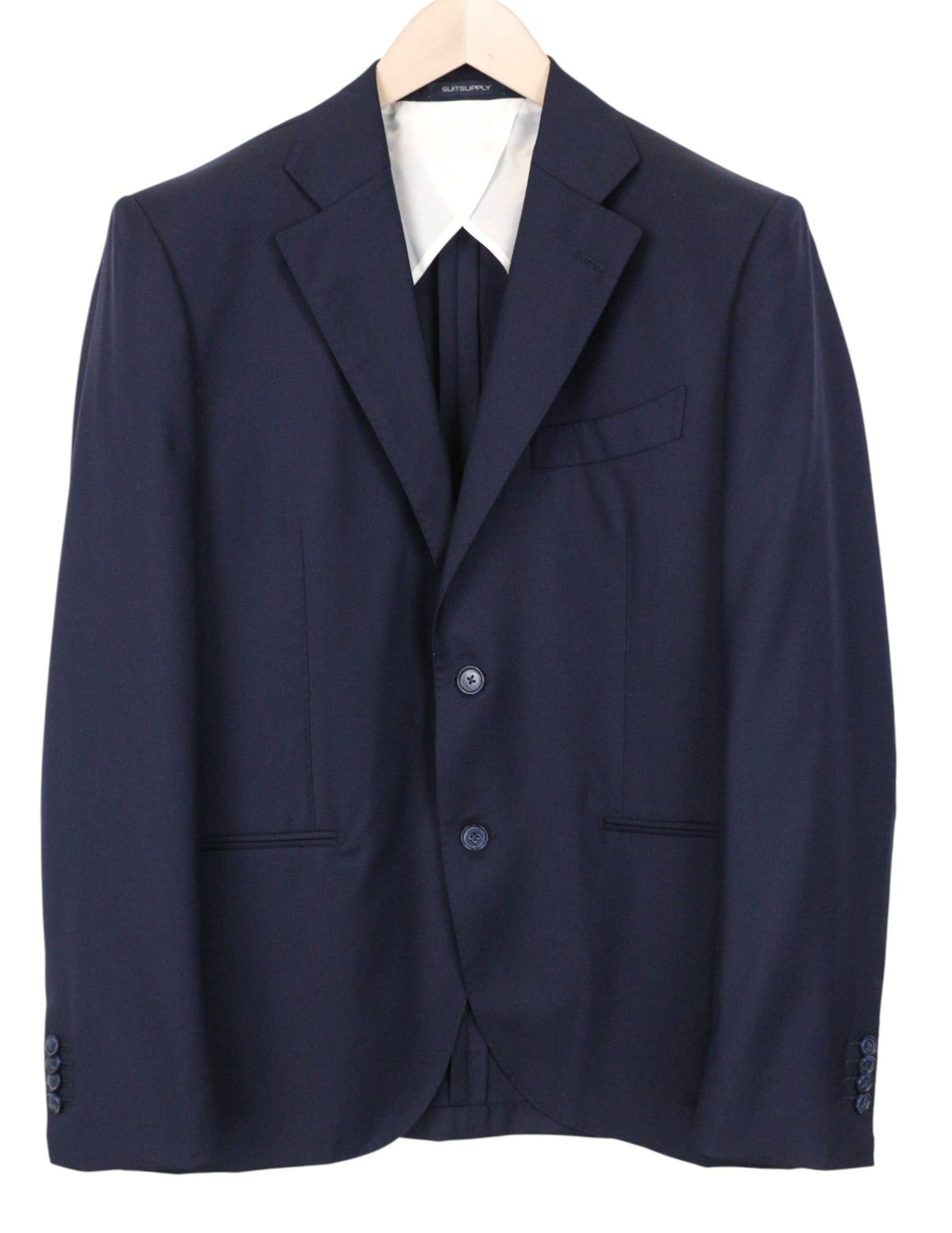 SUITSUPPLY La Spalla Men's Suit UK40R Blue Slim Wool S130s 3-Piece Tuxedo